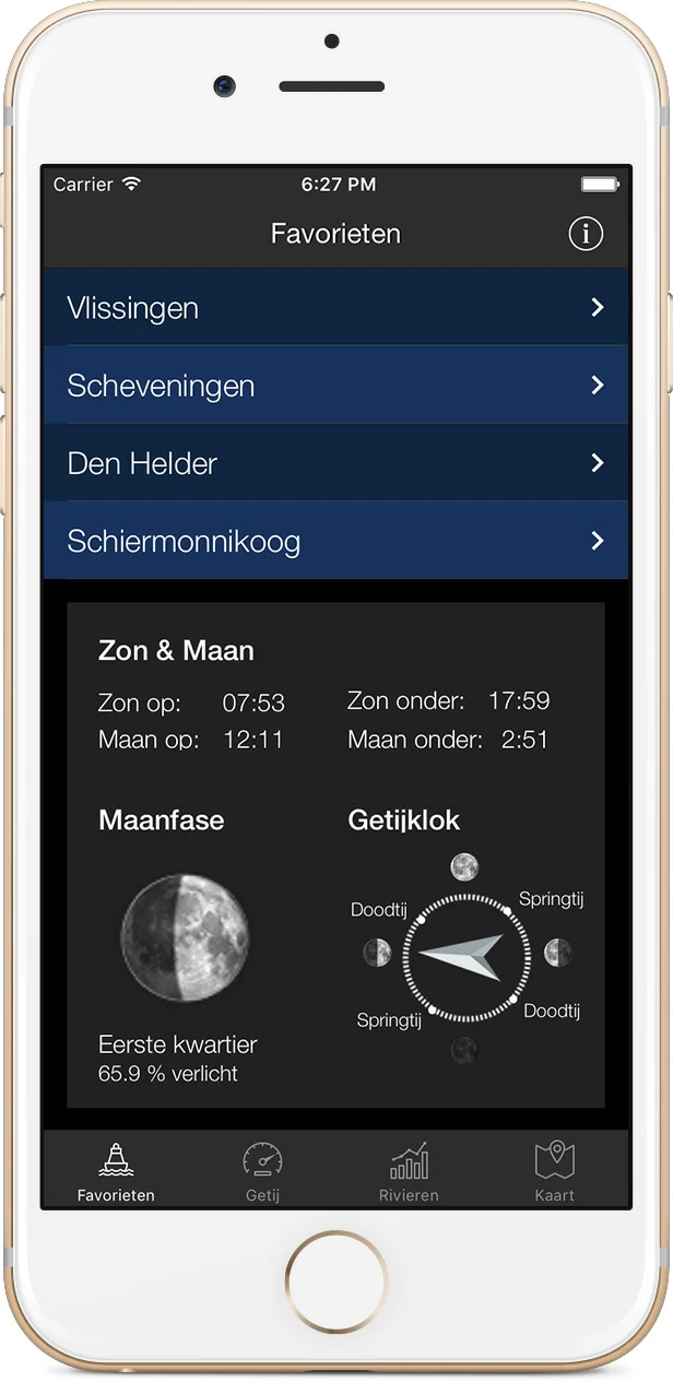 Screenshot app Het Getij