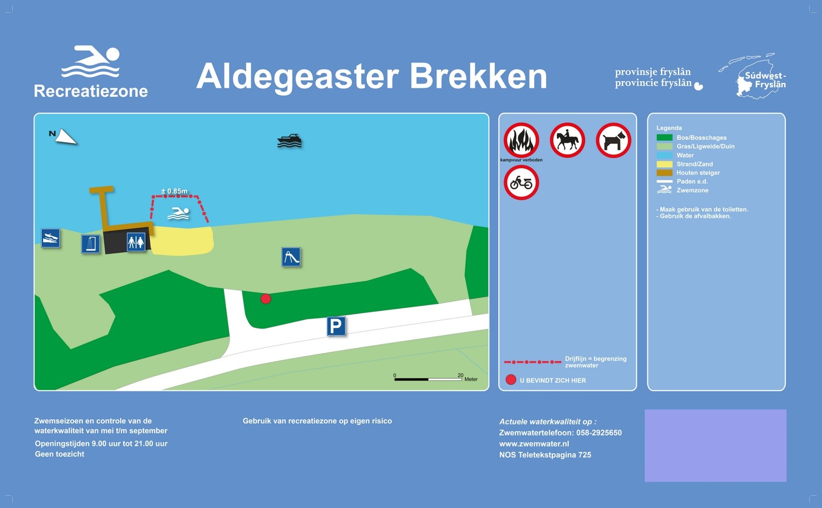 The information board at the swimming location Aldegeaster Brekken
