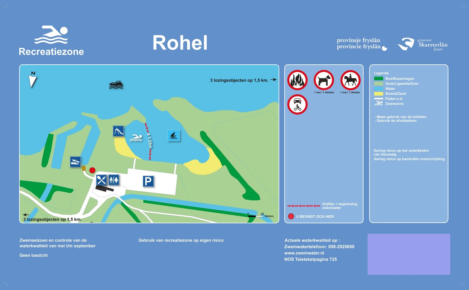 Het informatiebord bij zwemlocatie Rohel