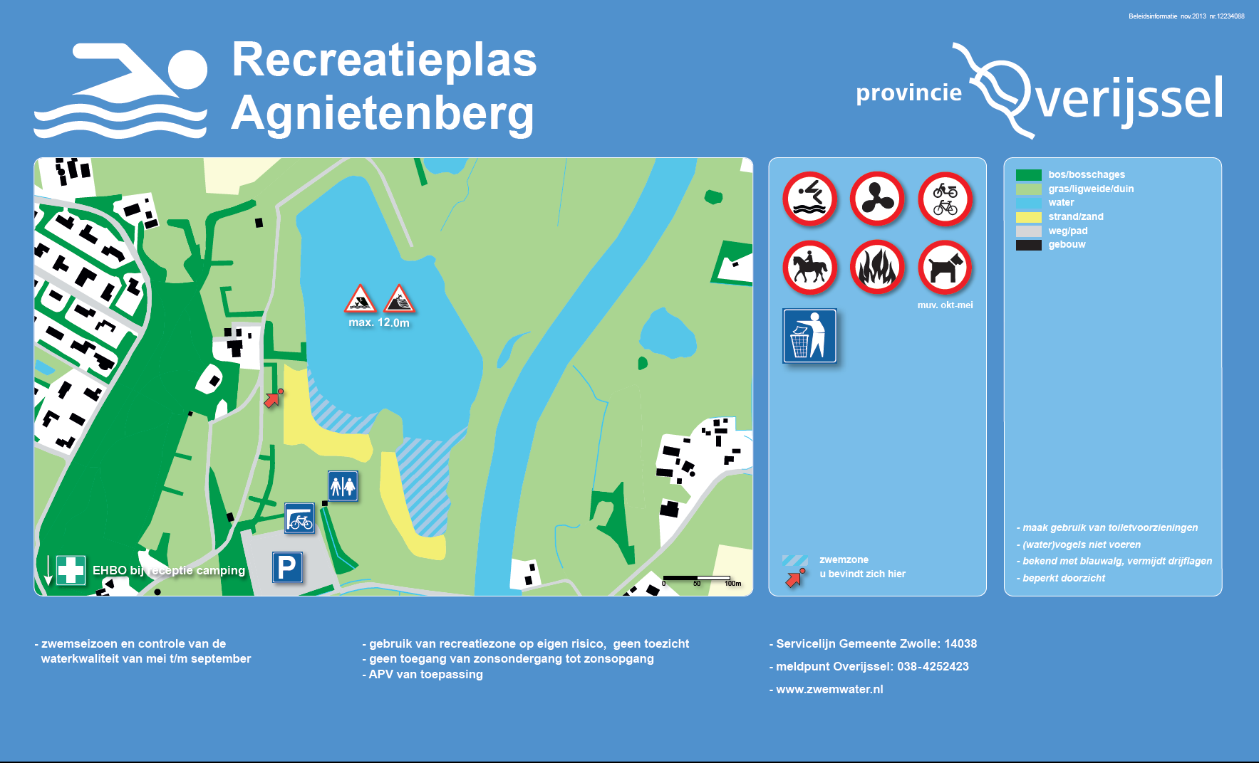 Het informatiebord bij zwemlocatie Agnietenplas Oost