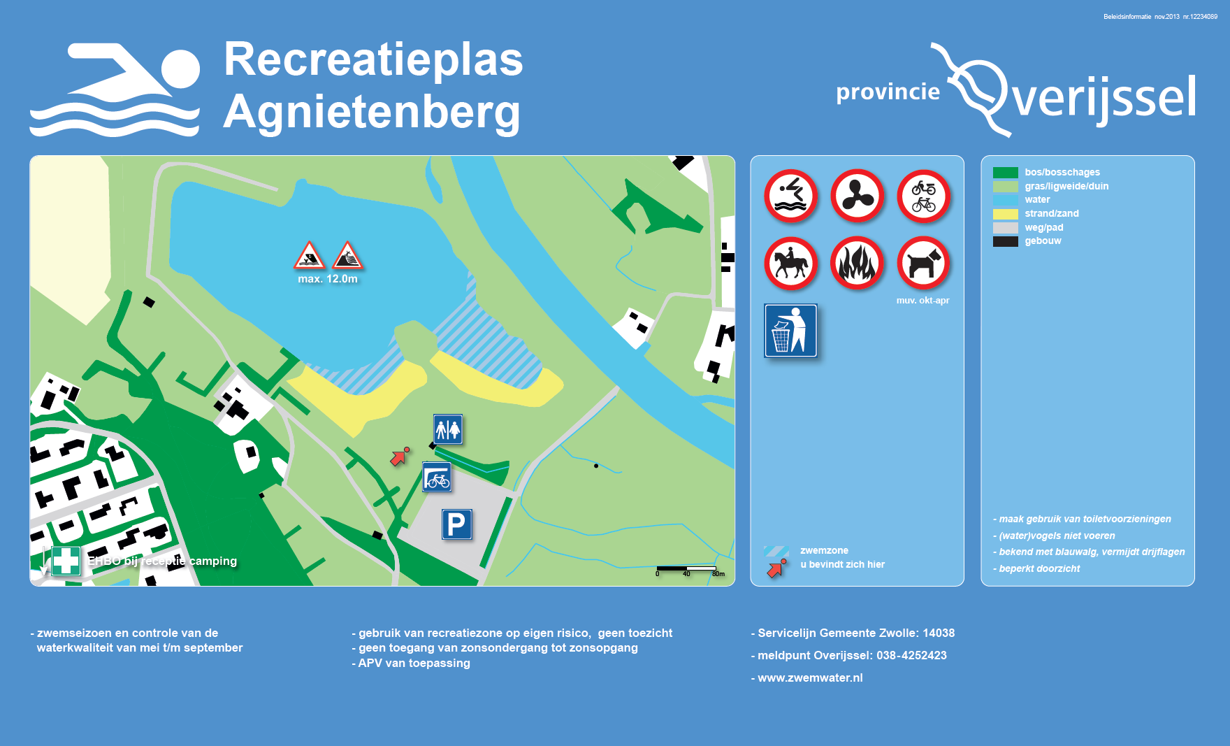 The information board at the swimming location Agnietenplas West