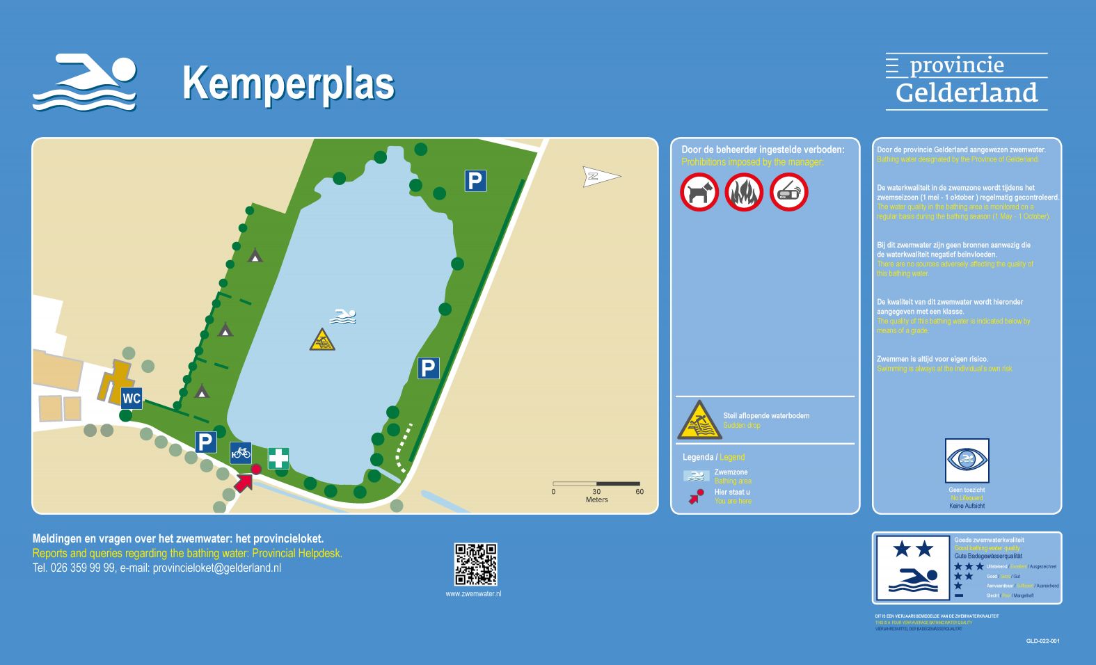 Het informatiebord bij zwemlocatie Kemperplas