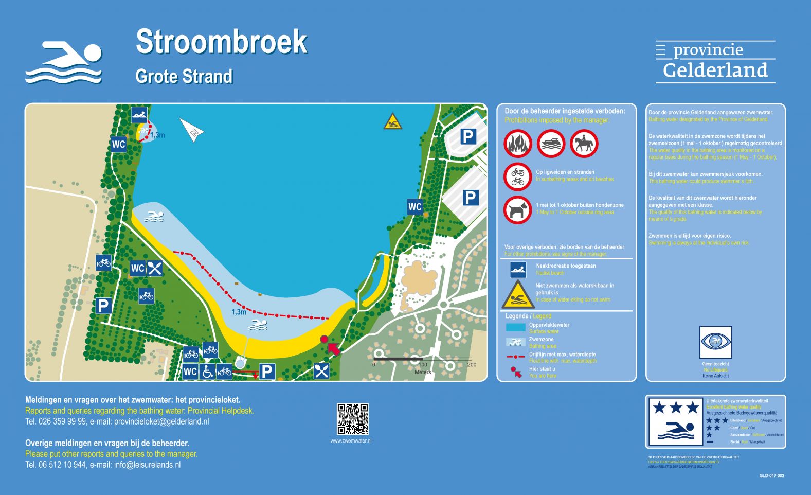 The information board at the swimming location Stroombroek Grote Strand