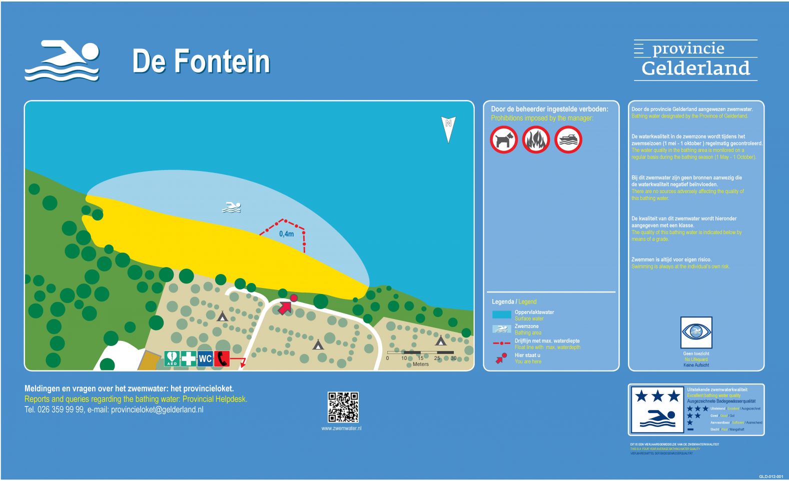 Het informatiebord bij zwemlocatie De Fontein