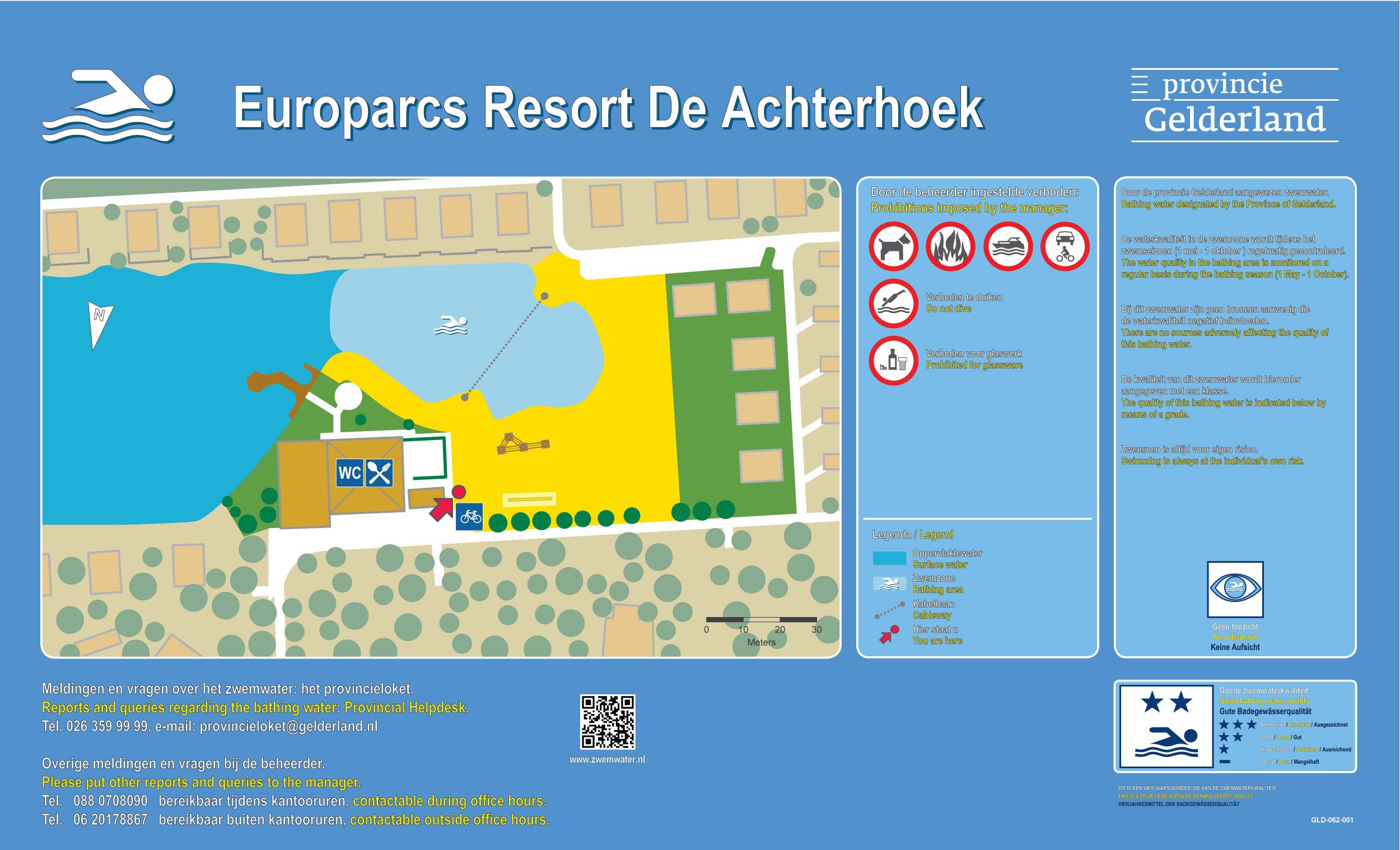 Het informatiebord bij zwemlocatie Europarcs Resort De Achterhoek