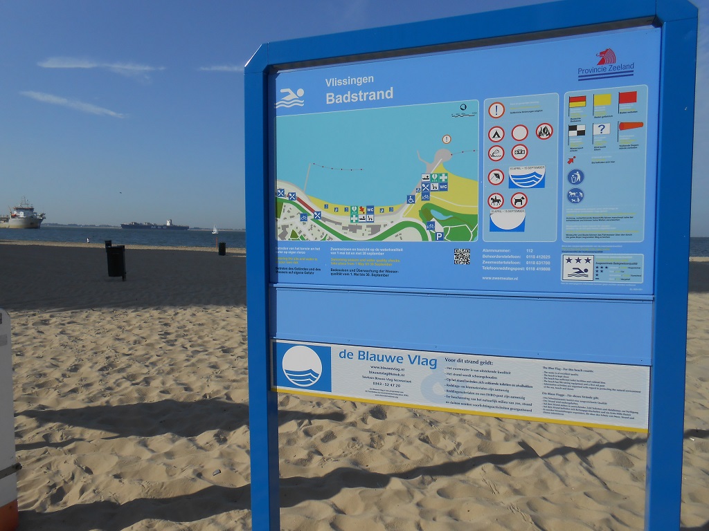 The information board at the swimming location Badstrand Vlissingen