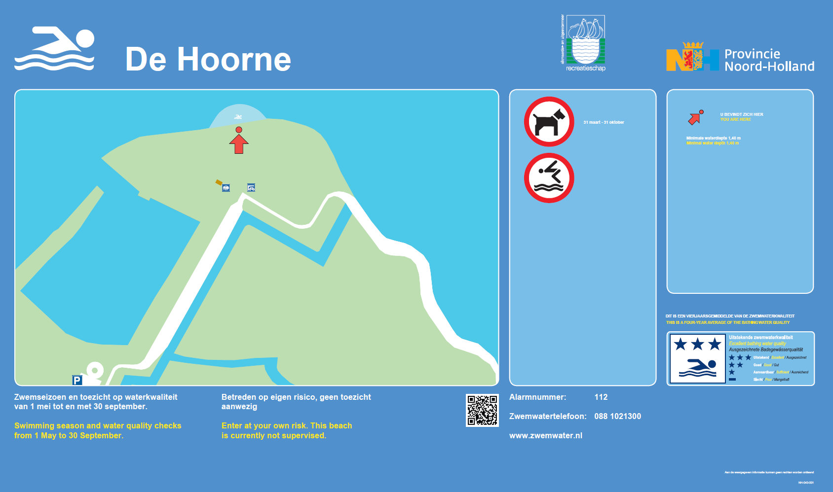 Het informatiebord bij zwemlocatie De Hoorne, Alkmaardermeer