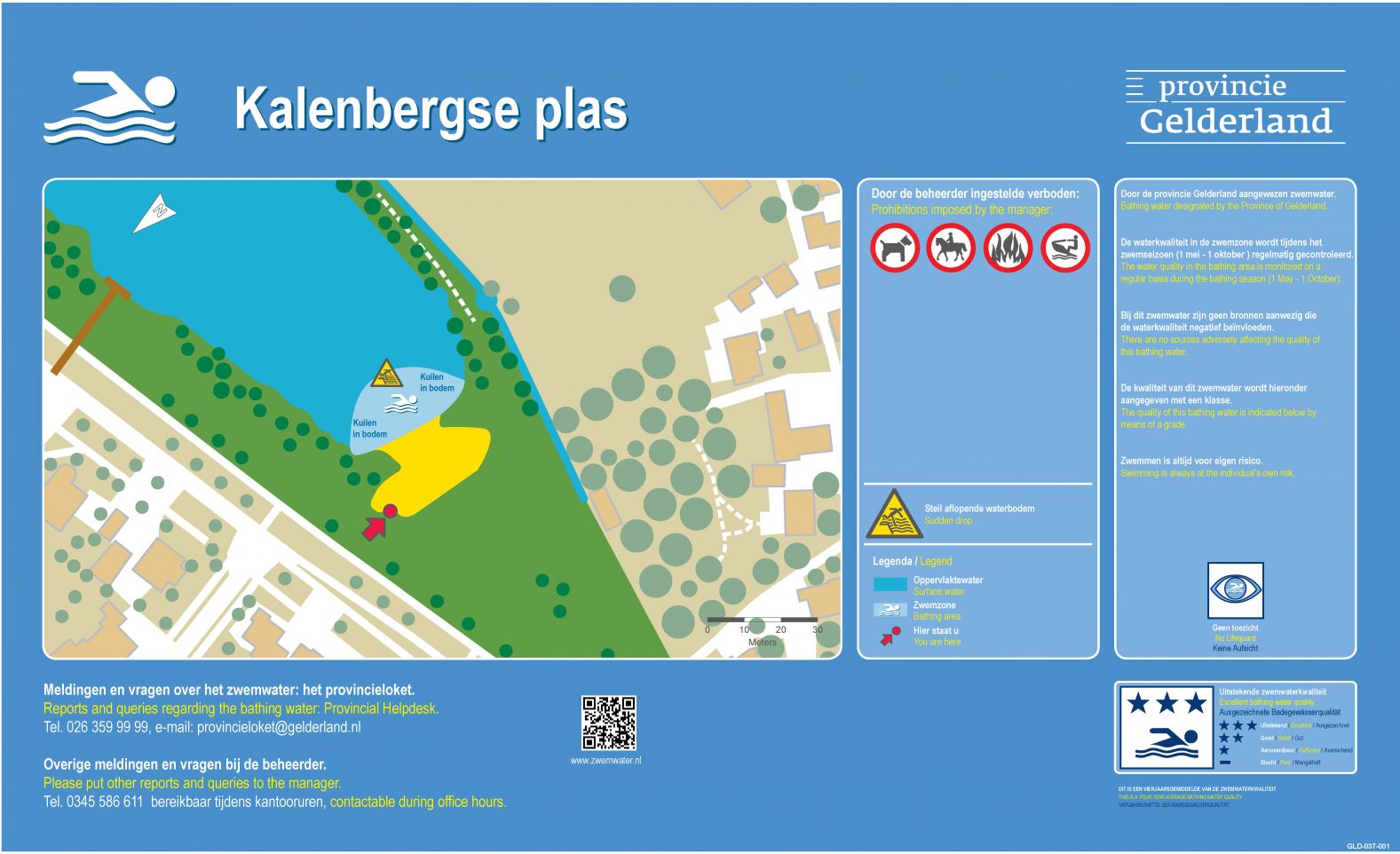 Het informatiebord bij zwemlocatie Kalenbergse Plas