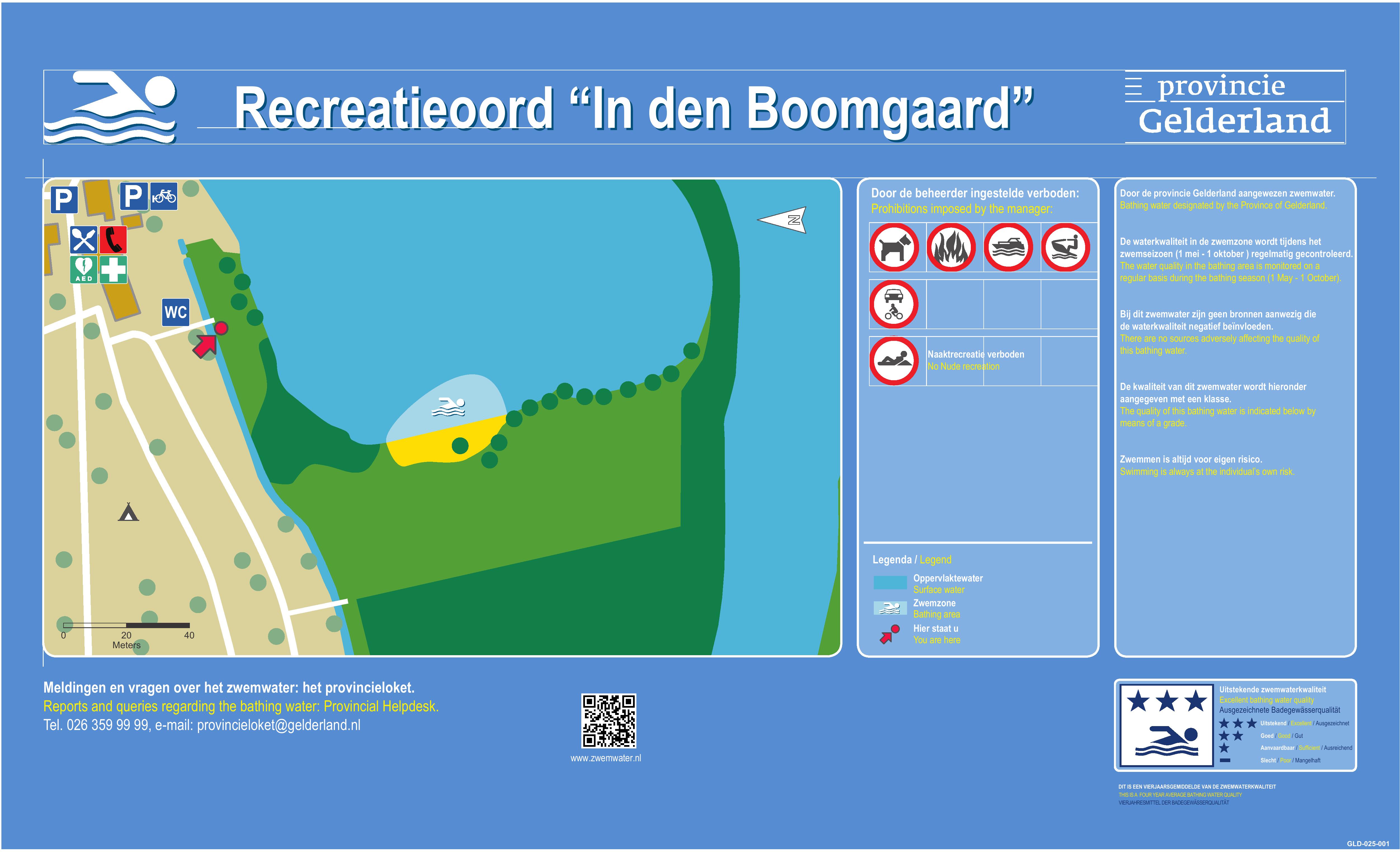 Het informatiebord bij zwemlocatie Recreatieoord In Den Boomgaard