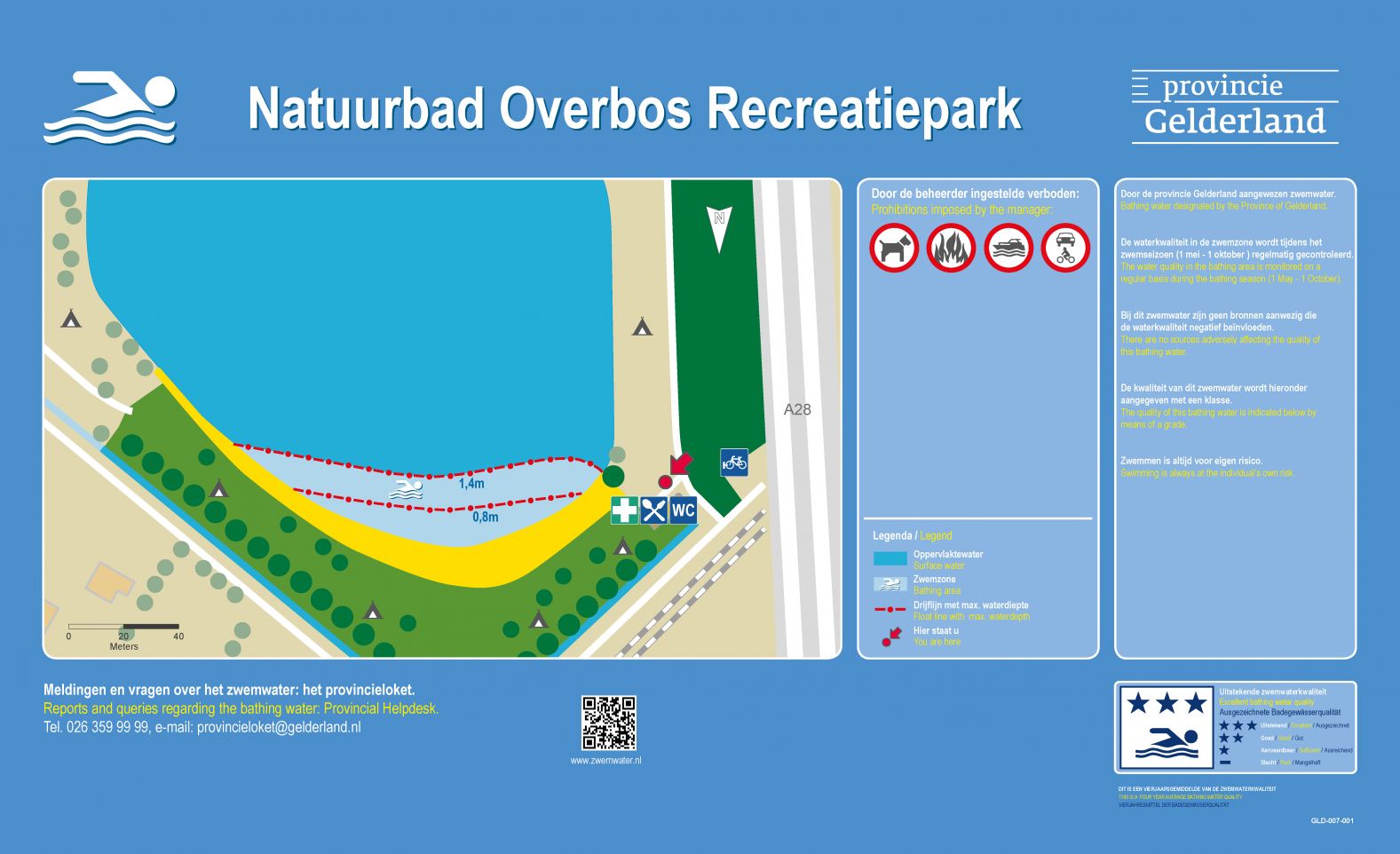 Het informatiebord bij zwemlocatie Natuurbad Overbos Recreatiepark