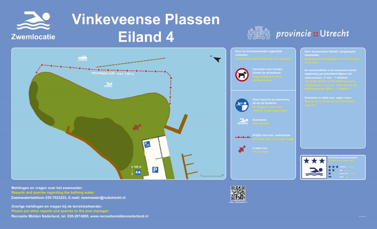 The information board at the swimming location Vinkeveense Plassen (Eiland 4), Vinkeveen