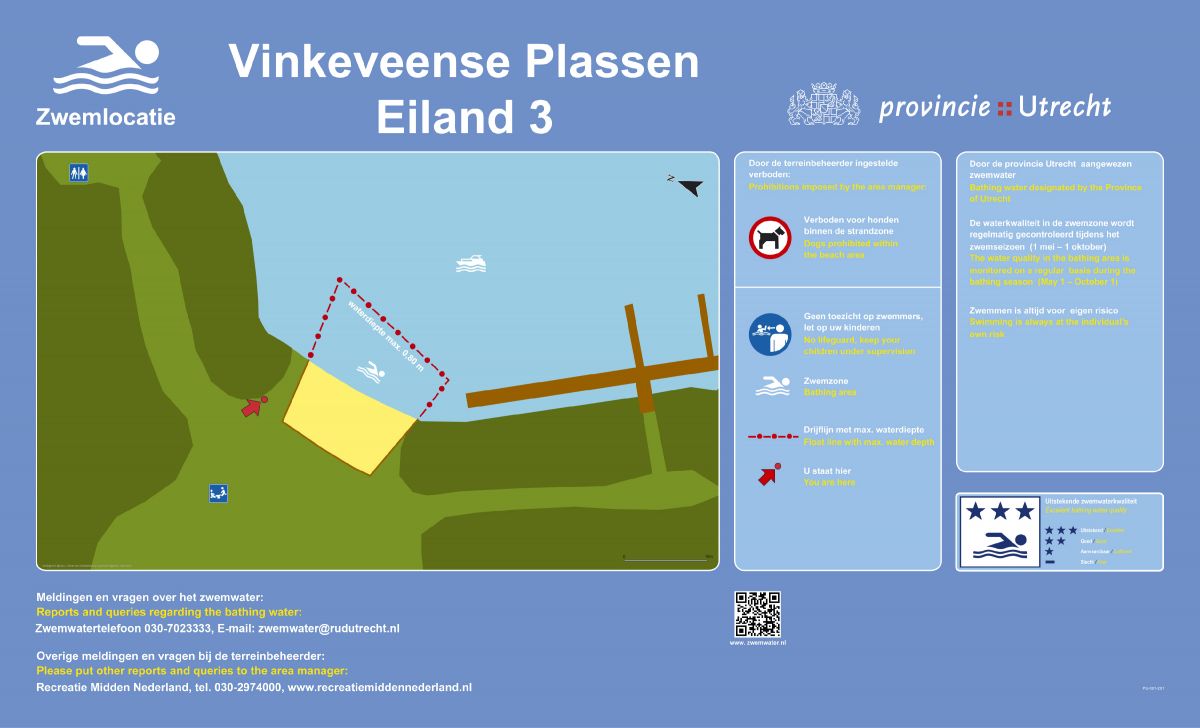 Het informatiebord bij zwemlocatie Vinkeveense Plassen (Eiland 3), Vinkeveen