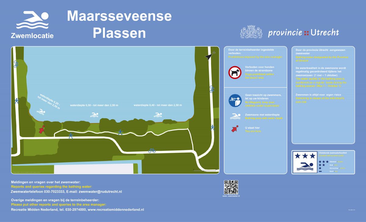 The information board at the swimming location Maarsseveense Plassen Zuidhoek