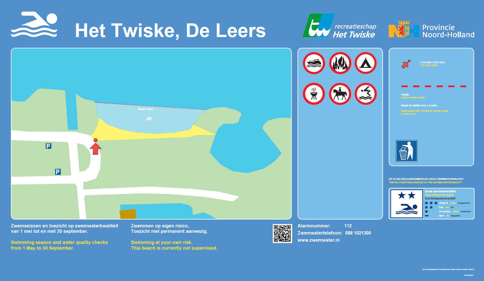 Het informatiebord bij zwemlocatie Twiske; De Leers