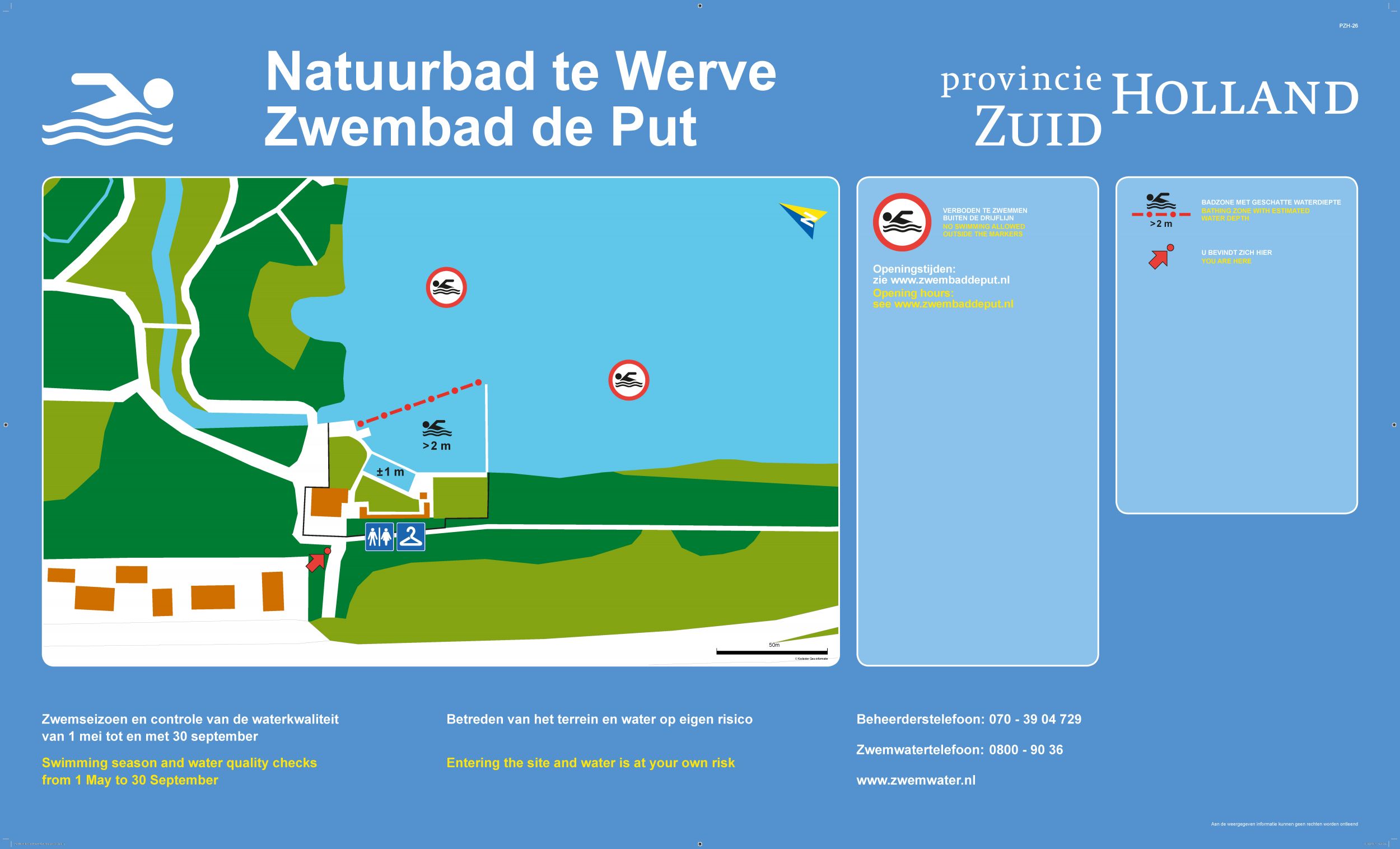 Het informatiebord bij zwemlocatie Natuurbad Te Werve
