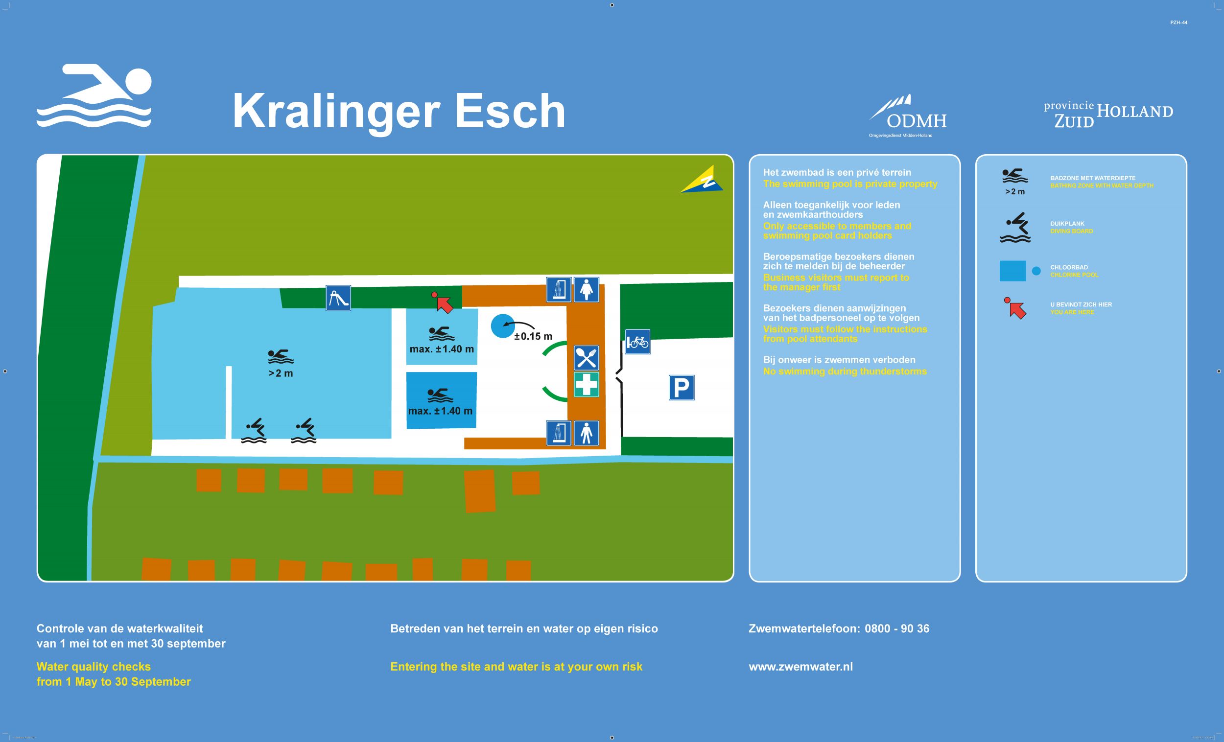 The information board at the swimming location Kralinger Esch