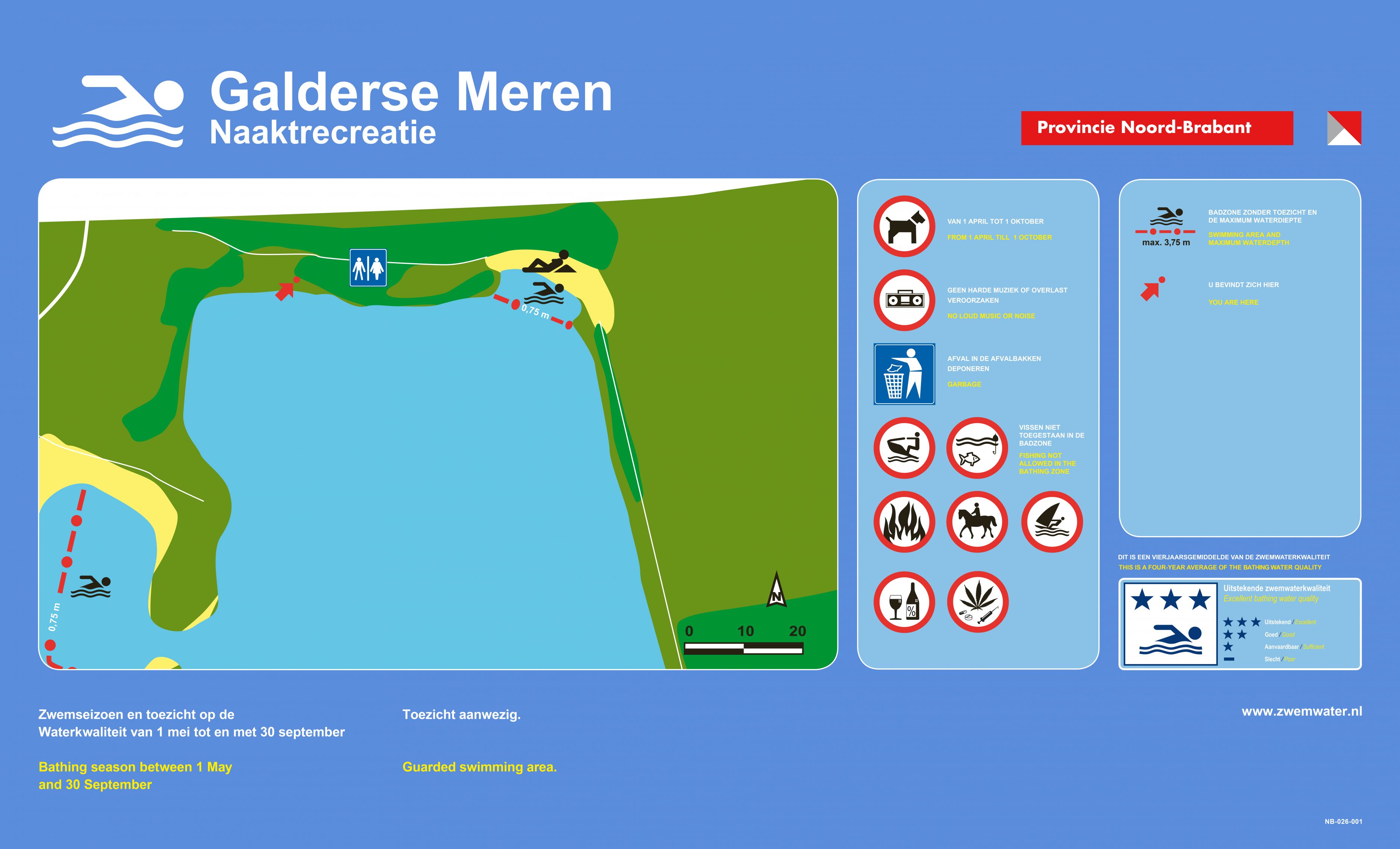 Het informatiebord bij zwemlocatie Galderse Meren Zwemplas N.O. hoek