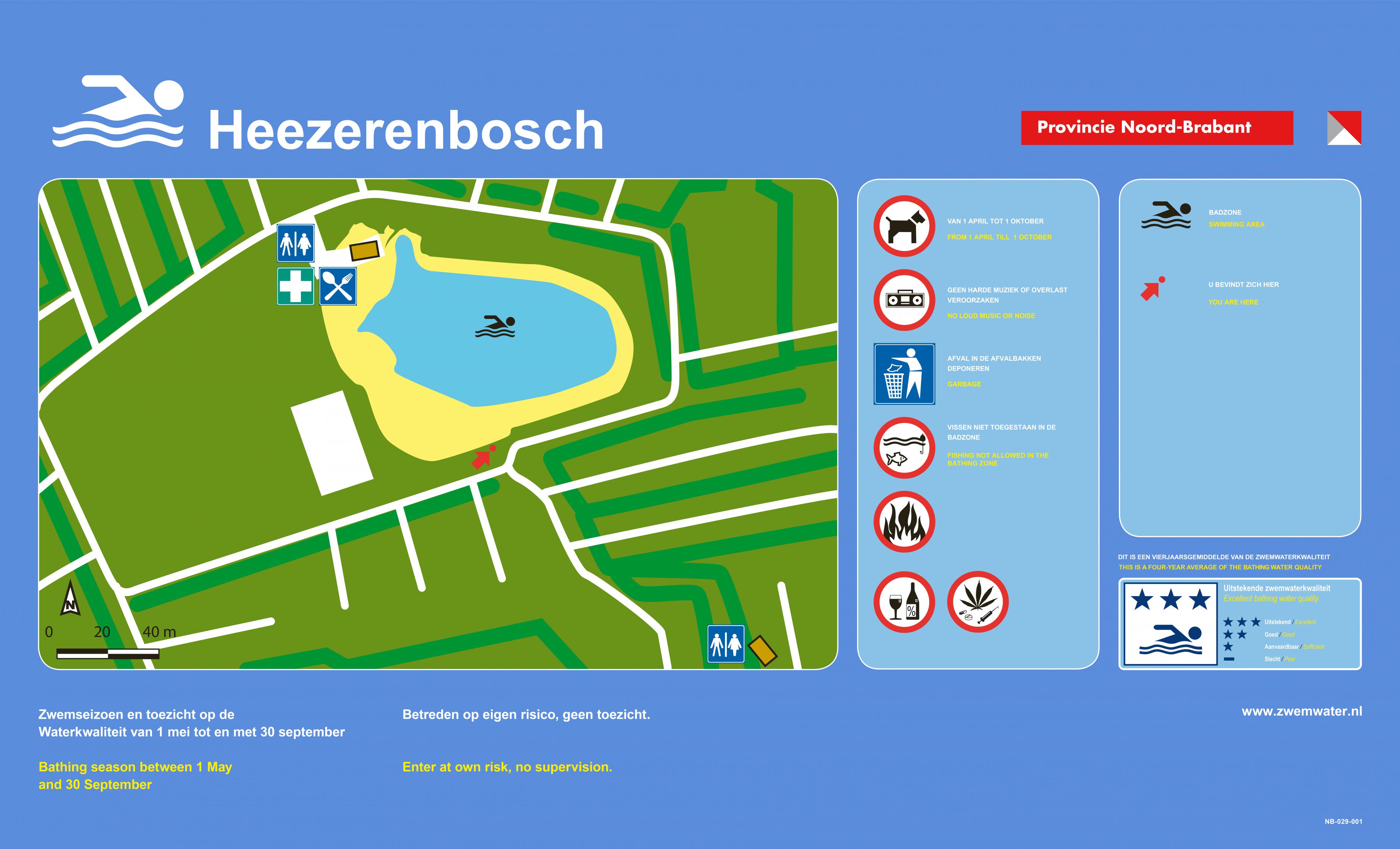 The information board at the swimming location Heezerenbosch, Heeze