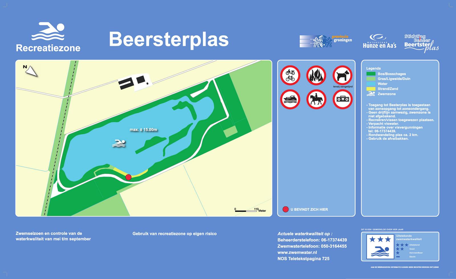 Het informatiebord bij zwemlocatie Beersterplas, Beerta