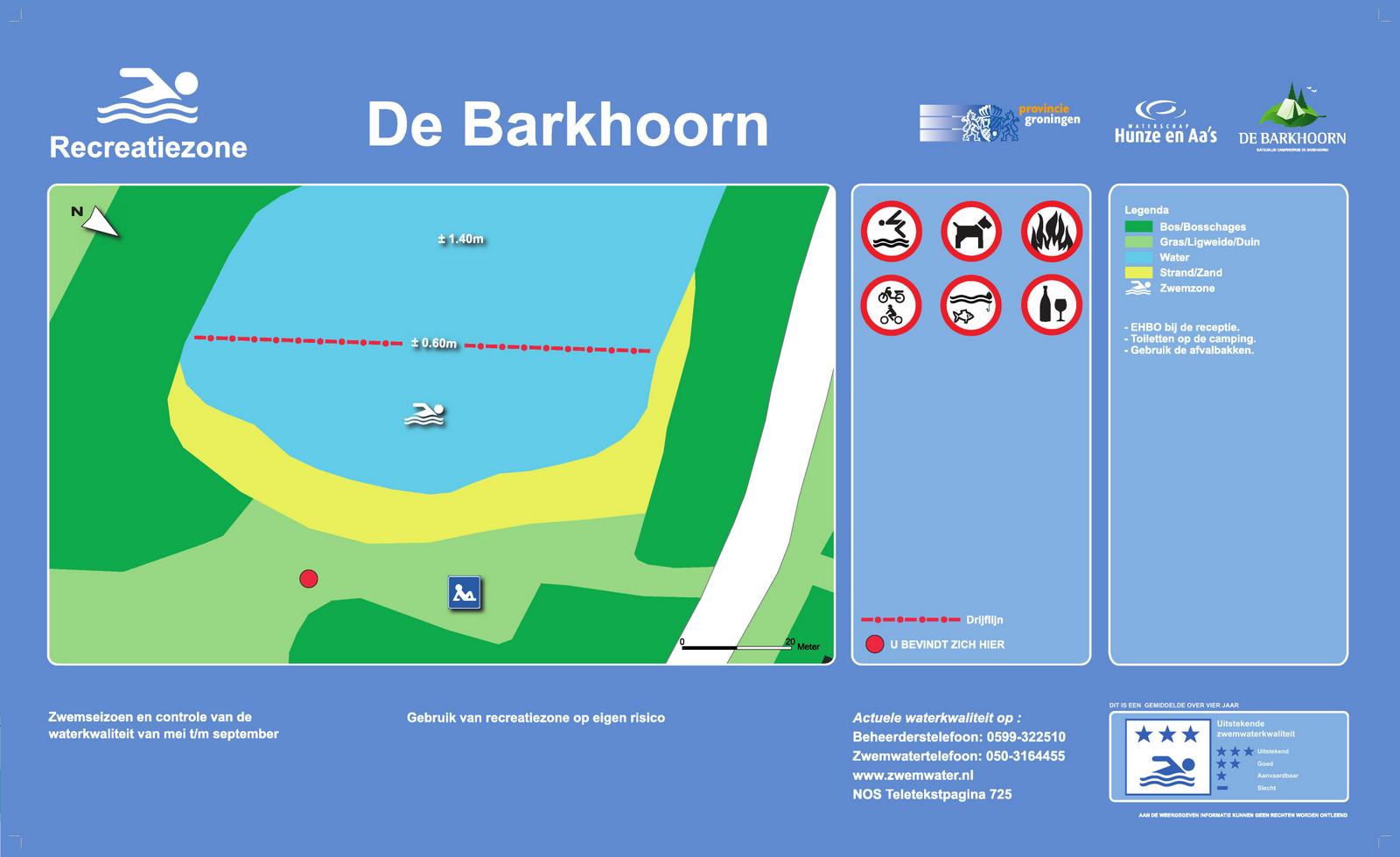 The information board at the swimming location De Barkhoorn, Sellingen