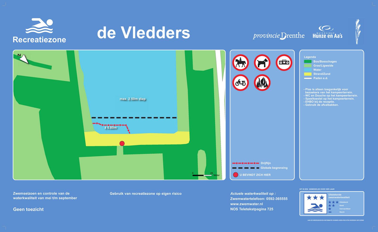 The information board at the swimming location De Vledders