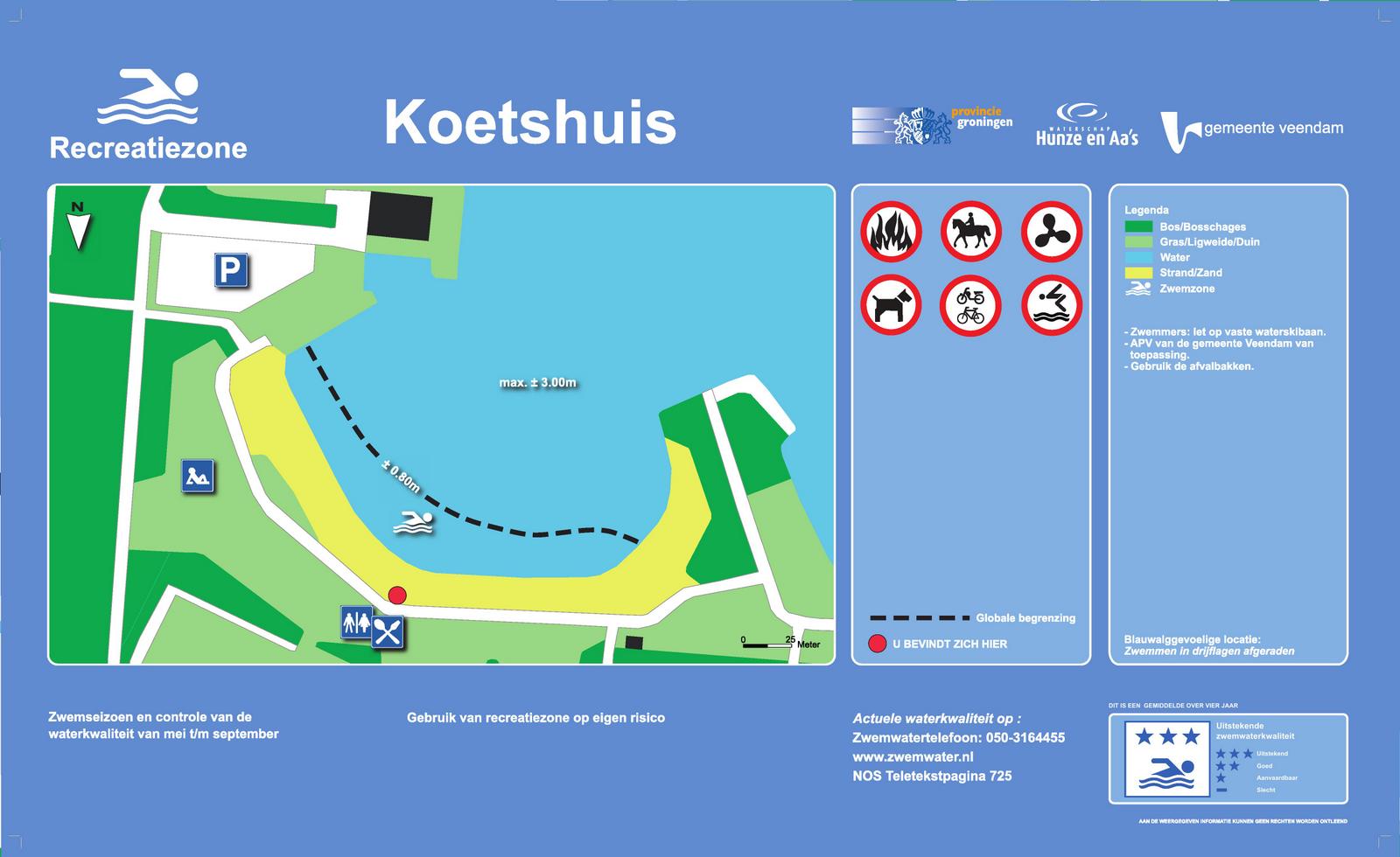 Het informatiebord bij zwemlocatie Koetshuis, Veendam