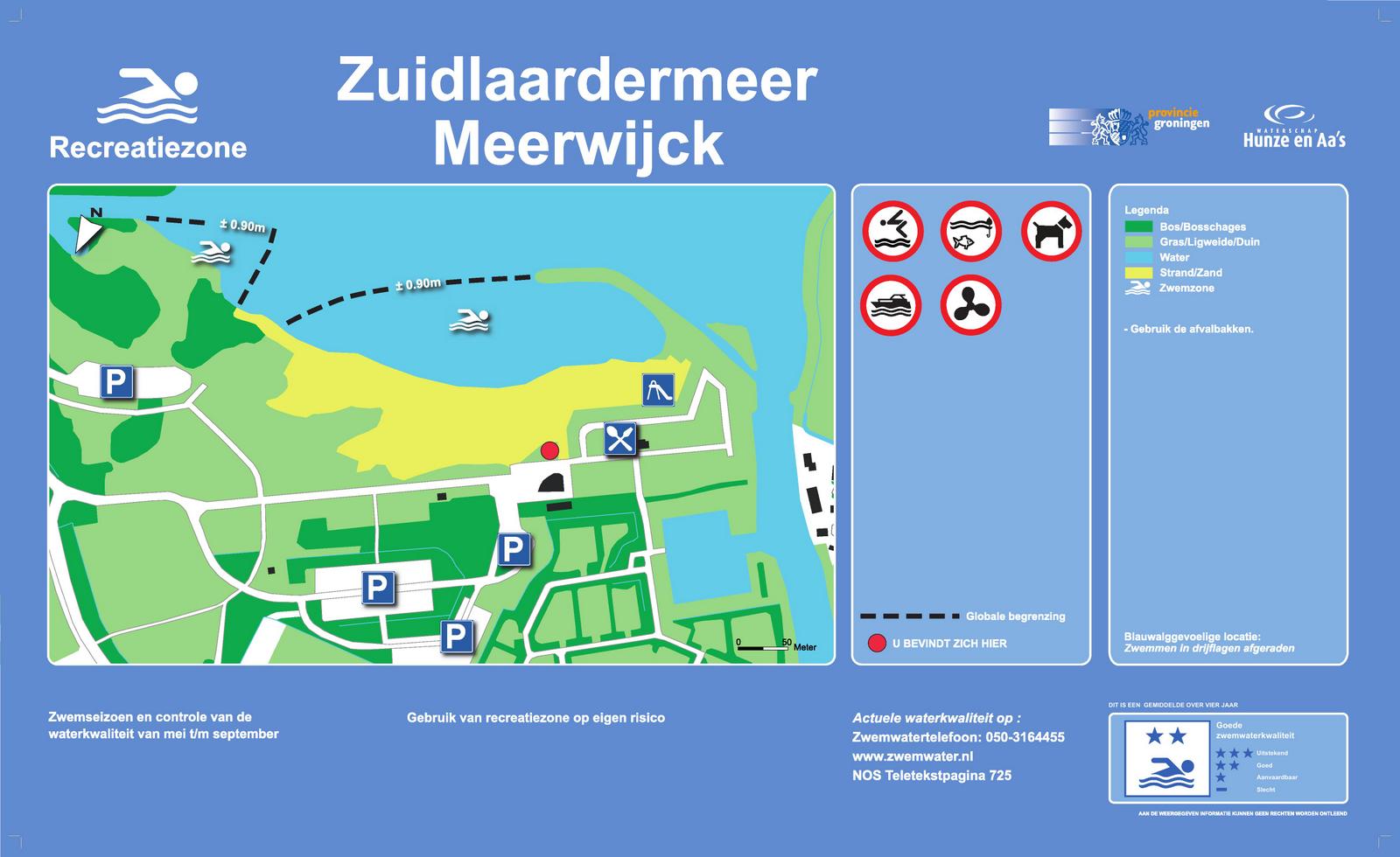 Het informatiebord bij zwemlocatie Zuidlaardermeer, Meerwijck