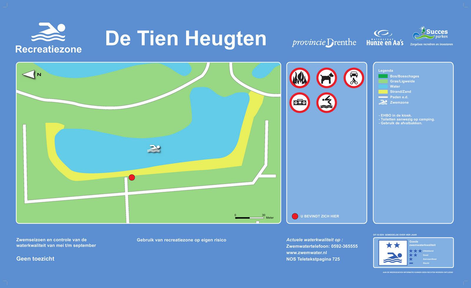 The information board at the swimming location De Tien Heugten, Schoonloo