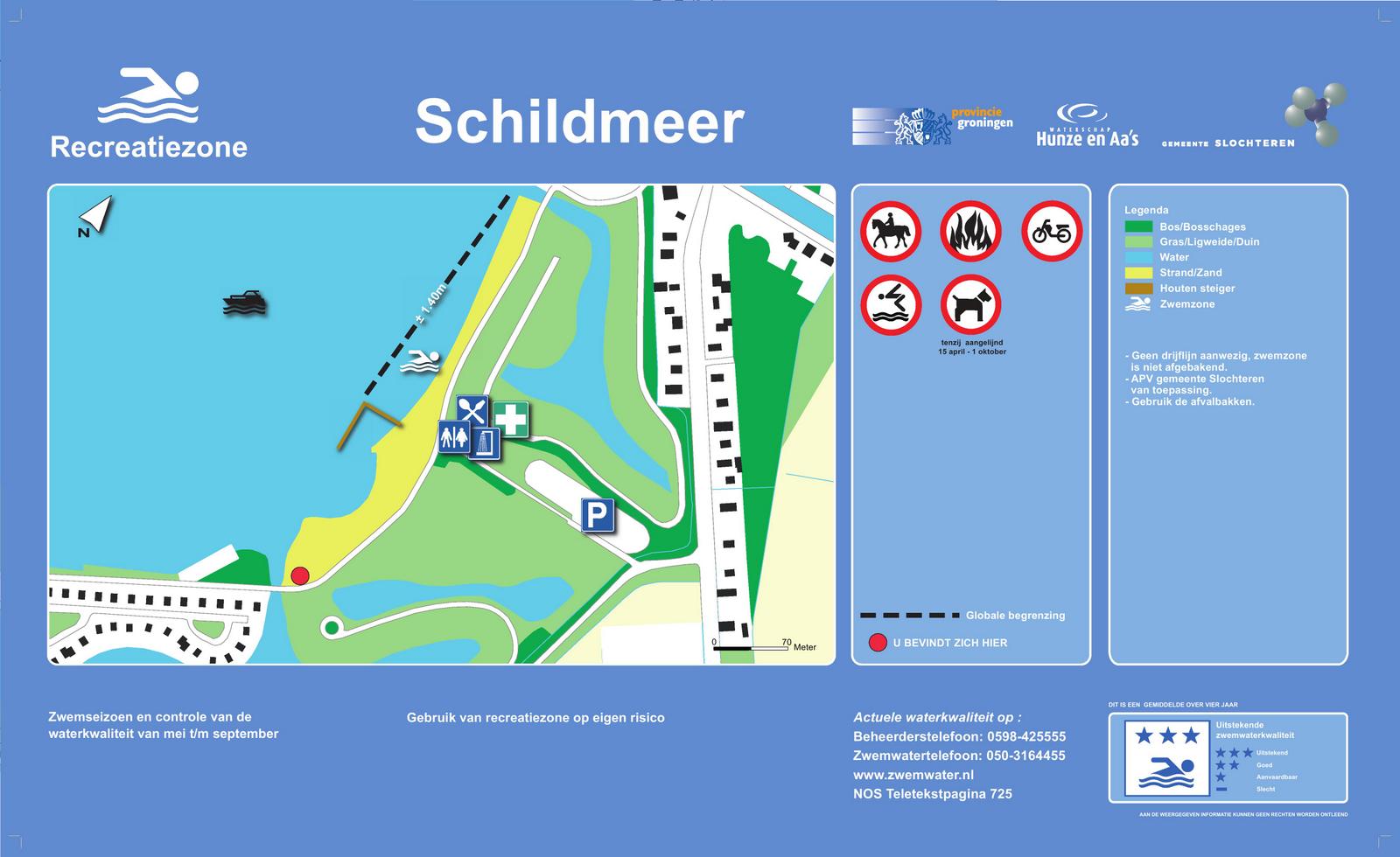 Het informatiebord bij zwemlocatie Schildmeer, Steendam