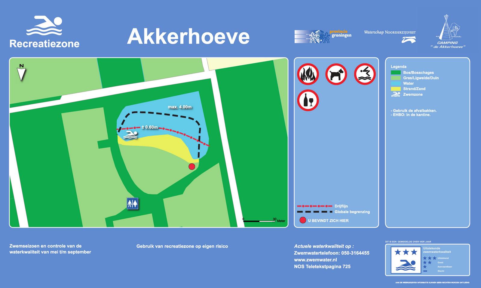 Het informatiebord bij zwemlocatie Recreatiepark Westerkwartier