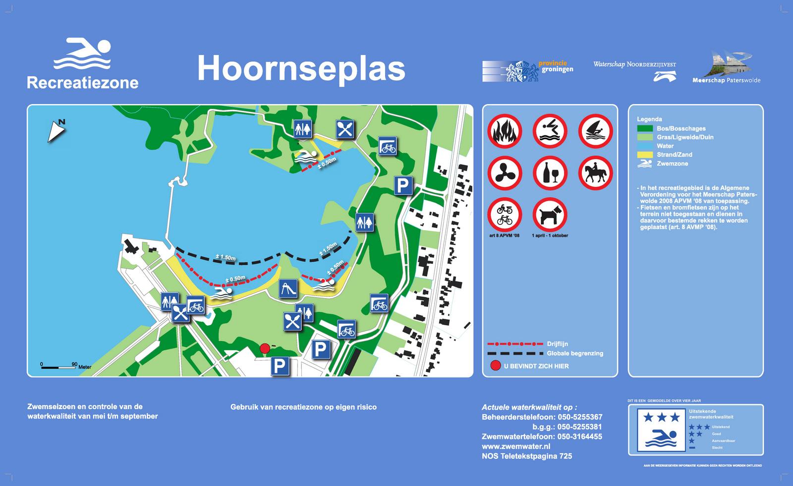 Het informatiebord bij zwemlocatie Hoornseplas, Groningen