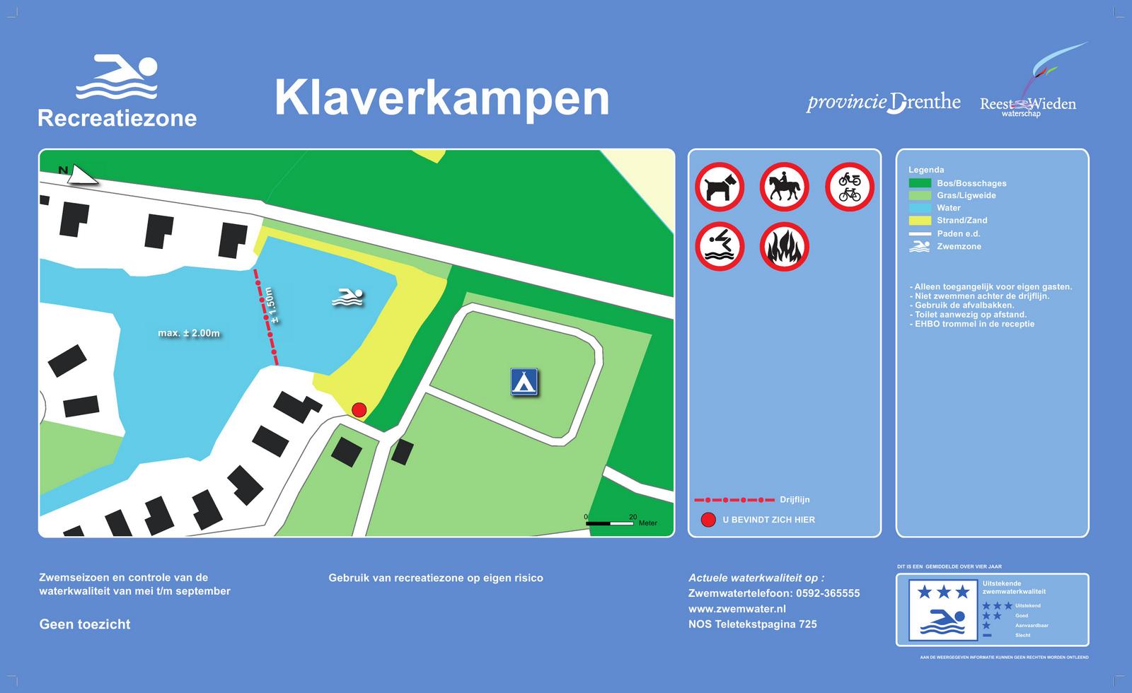 The information board at the swimming location De Klaverkampen