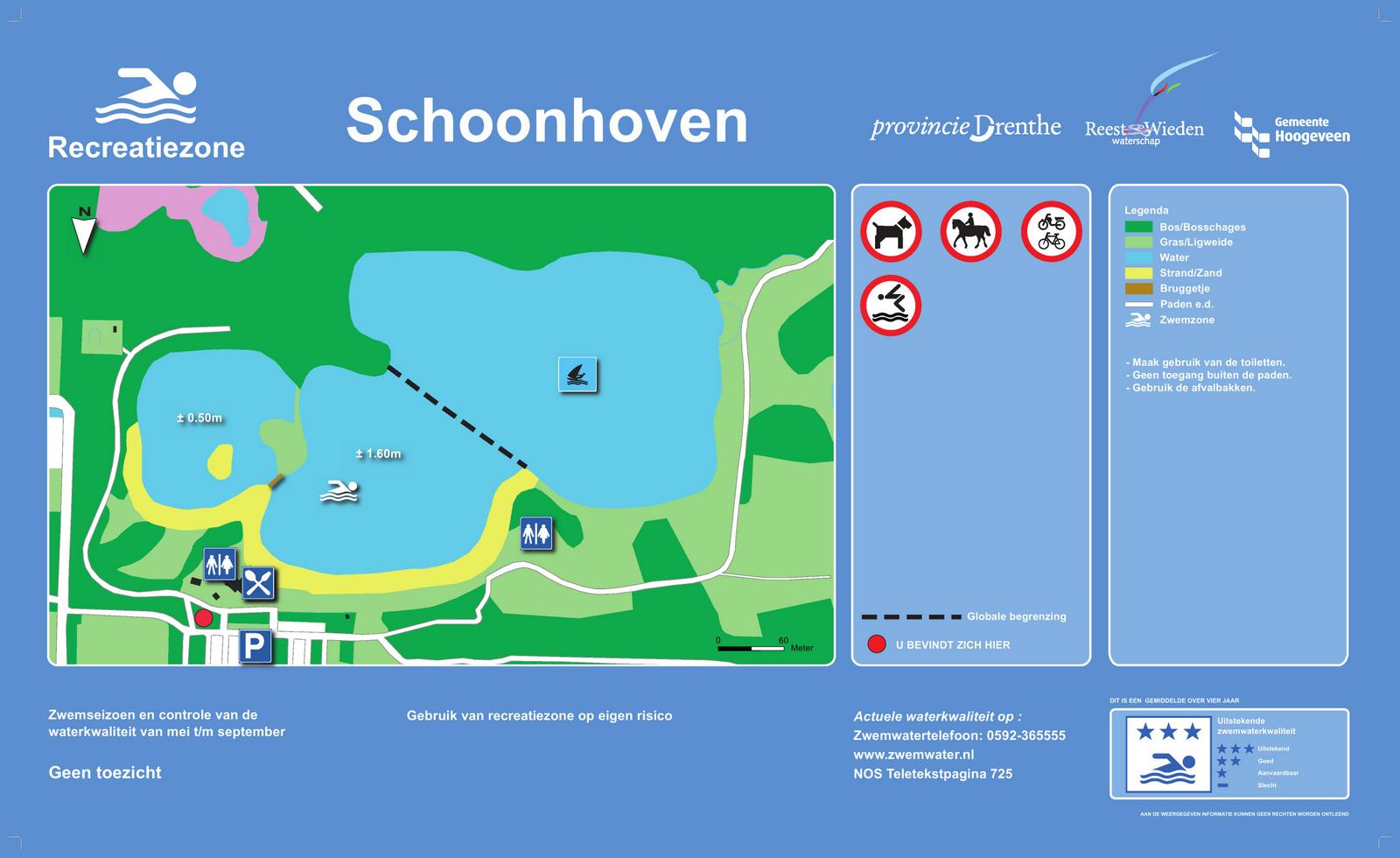 Het informatiebord bij zwemlocatie Schoonhoven, Hoogeveen