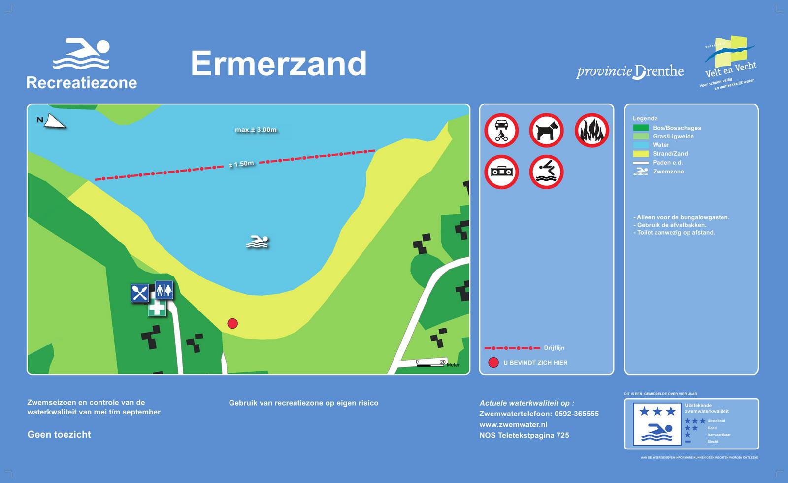 The information board at the swimming location Ermerzand