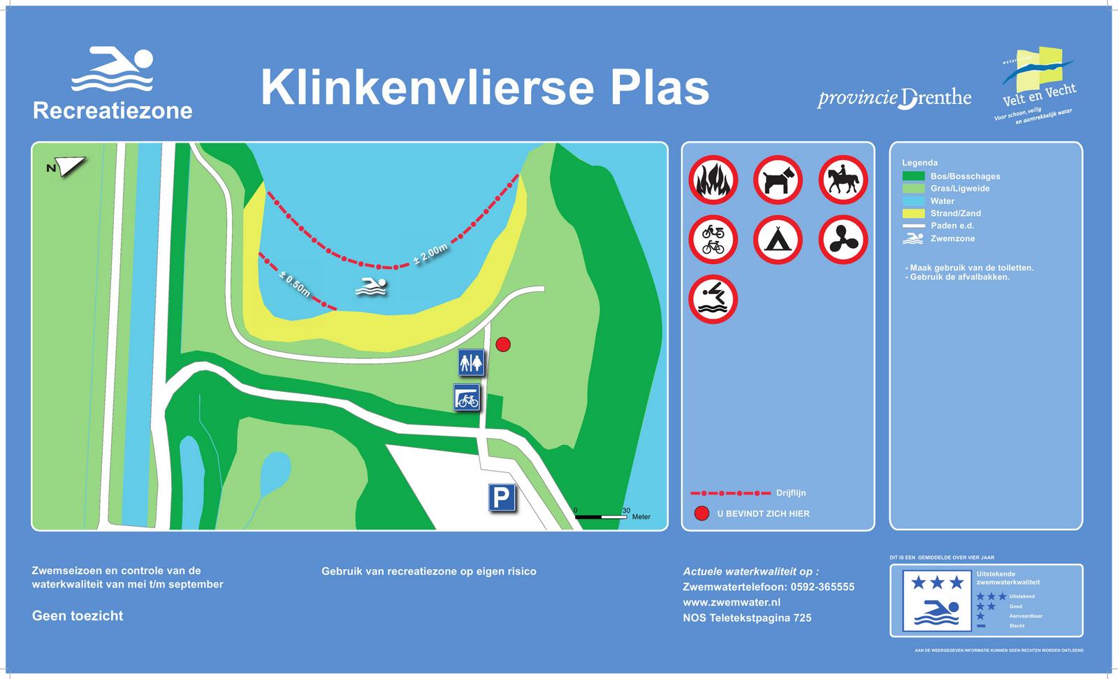 Het informatiebord bij zwemlocatie Klinkenvlierse Plas