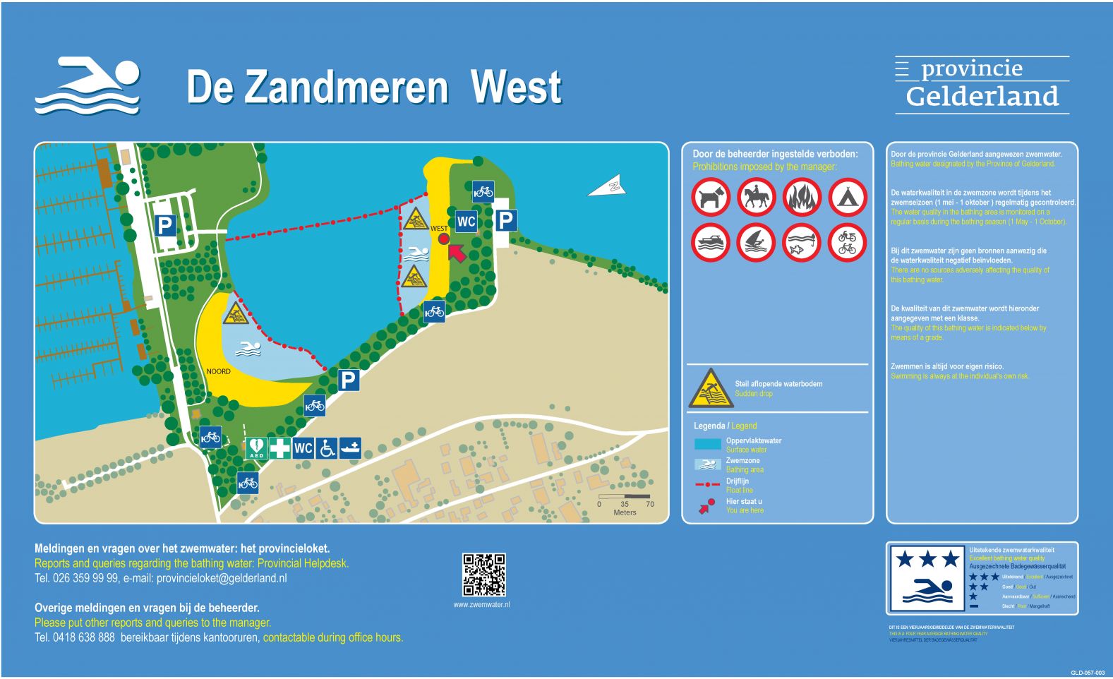 Het informatiebord bij zwemlocatie De Zandmeren West