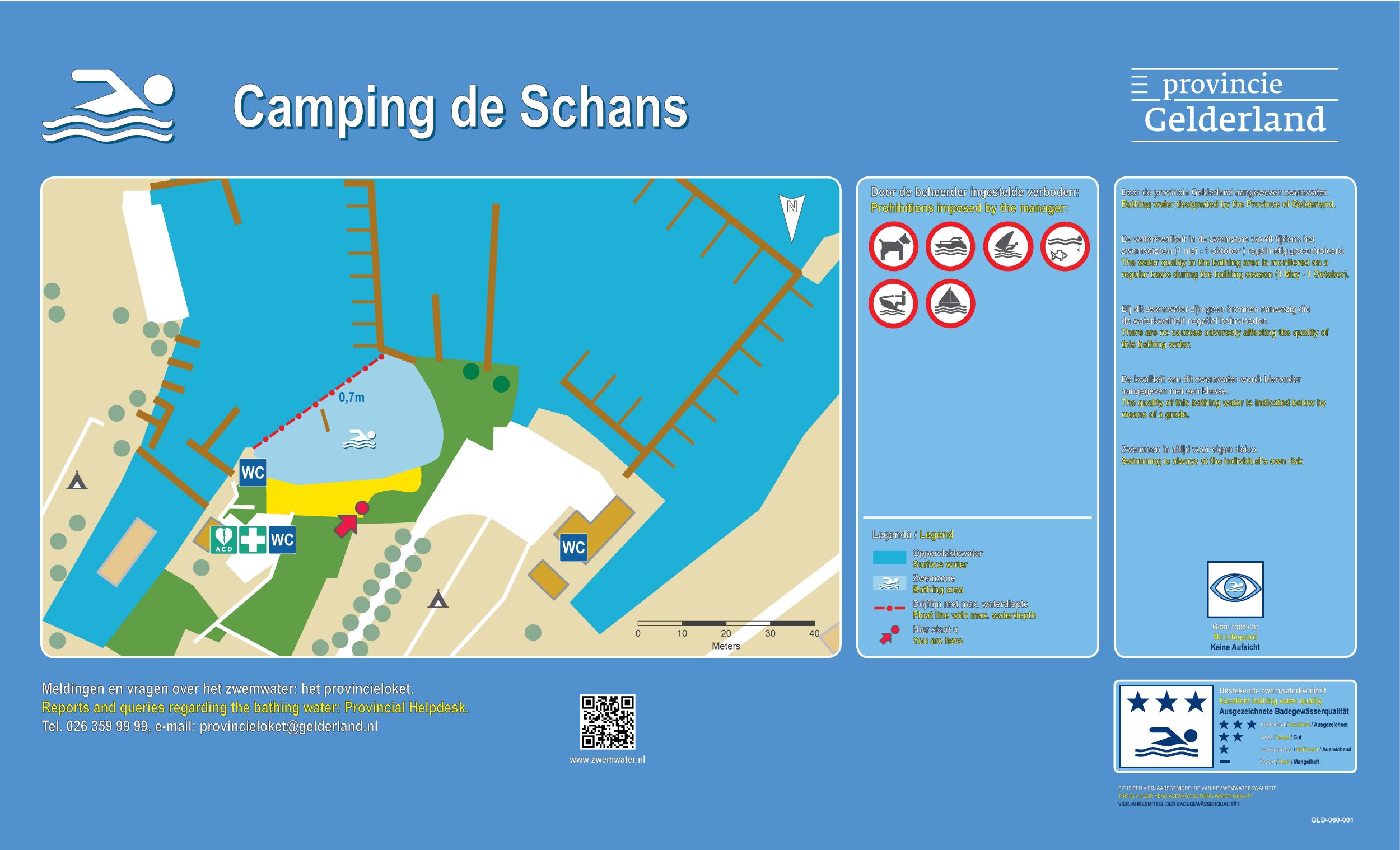 Het informatiebord bij zwemlocatie Camping   De Schans