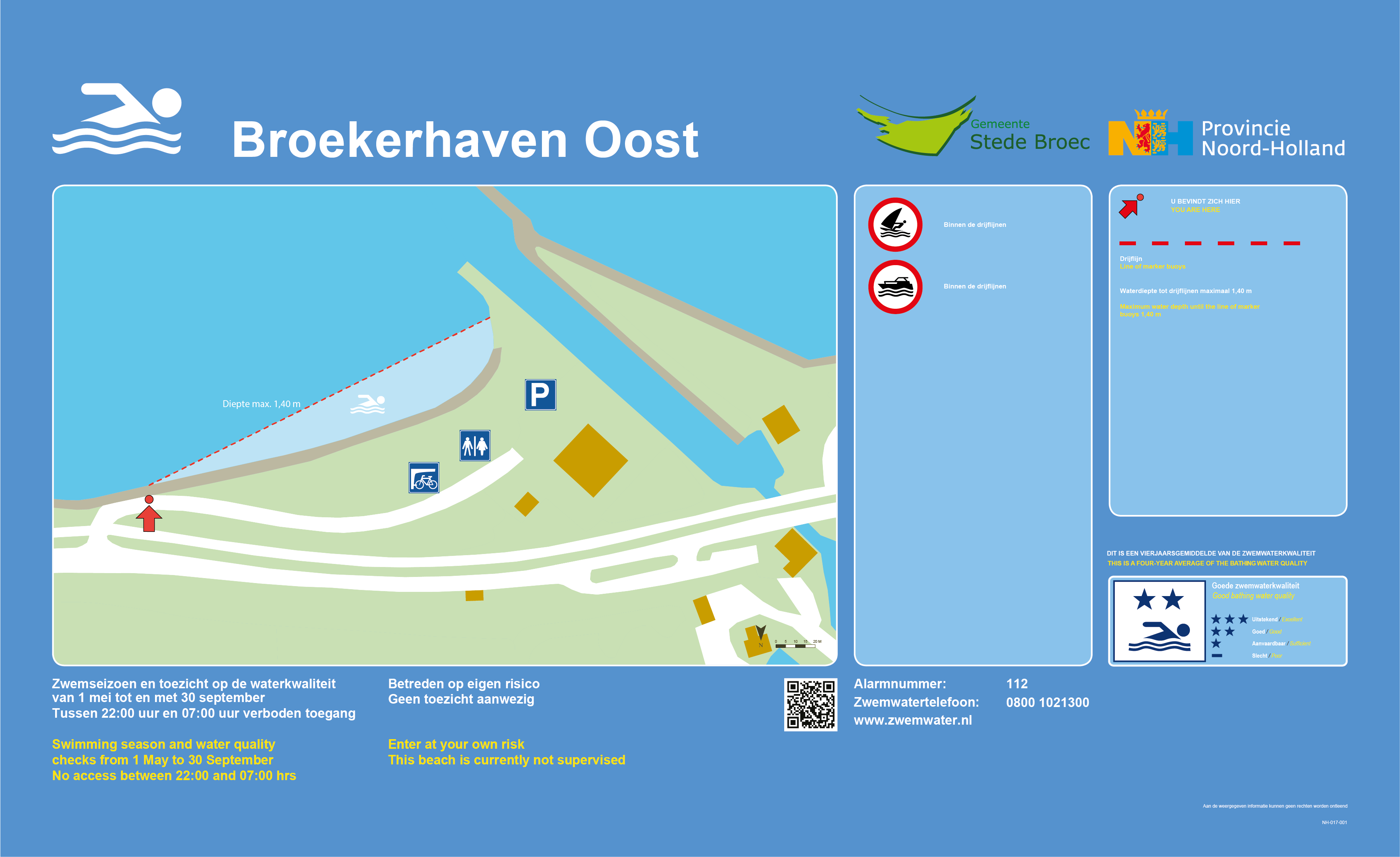 The information board at the swimming location Broekerhaven Oost