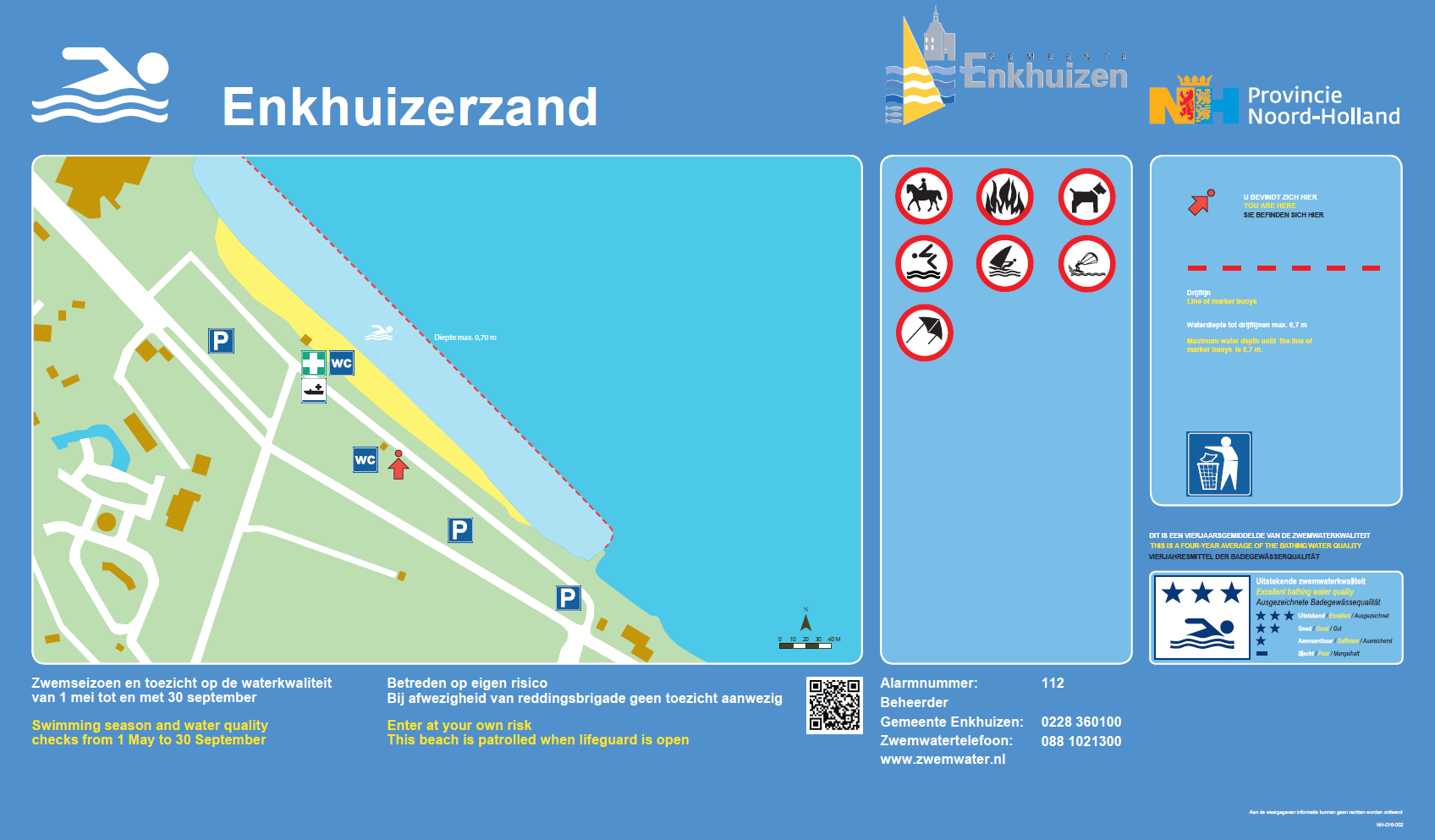The information board at the swimming location Enkhuizerzand