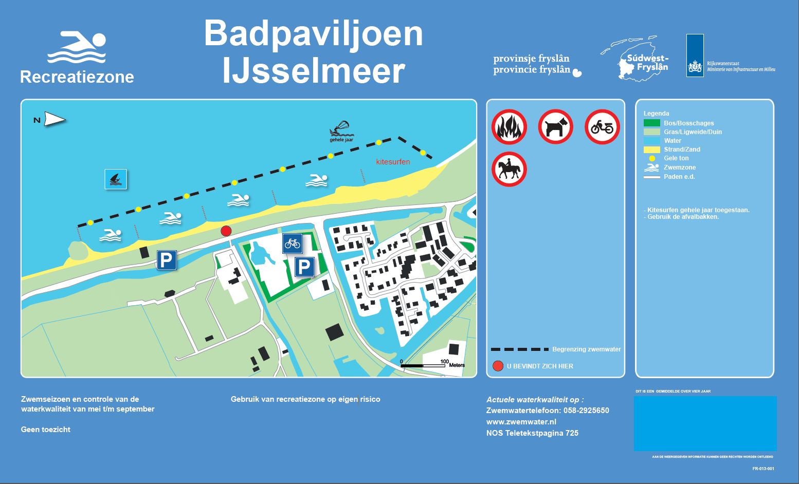 The information board at the swimming location Badpaviljoen IJsselmeer