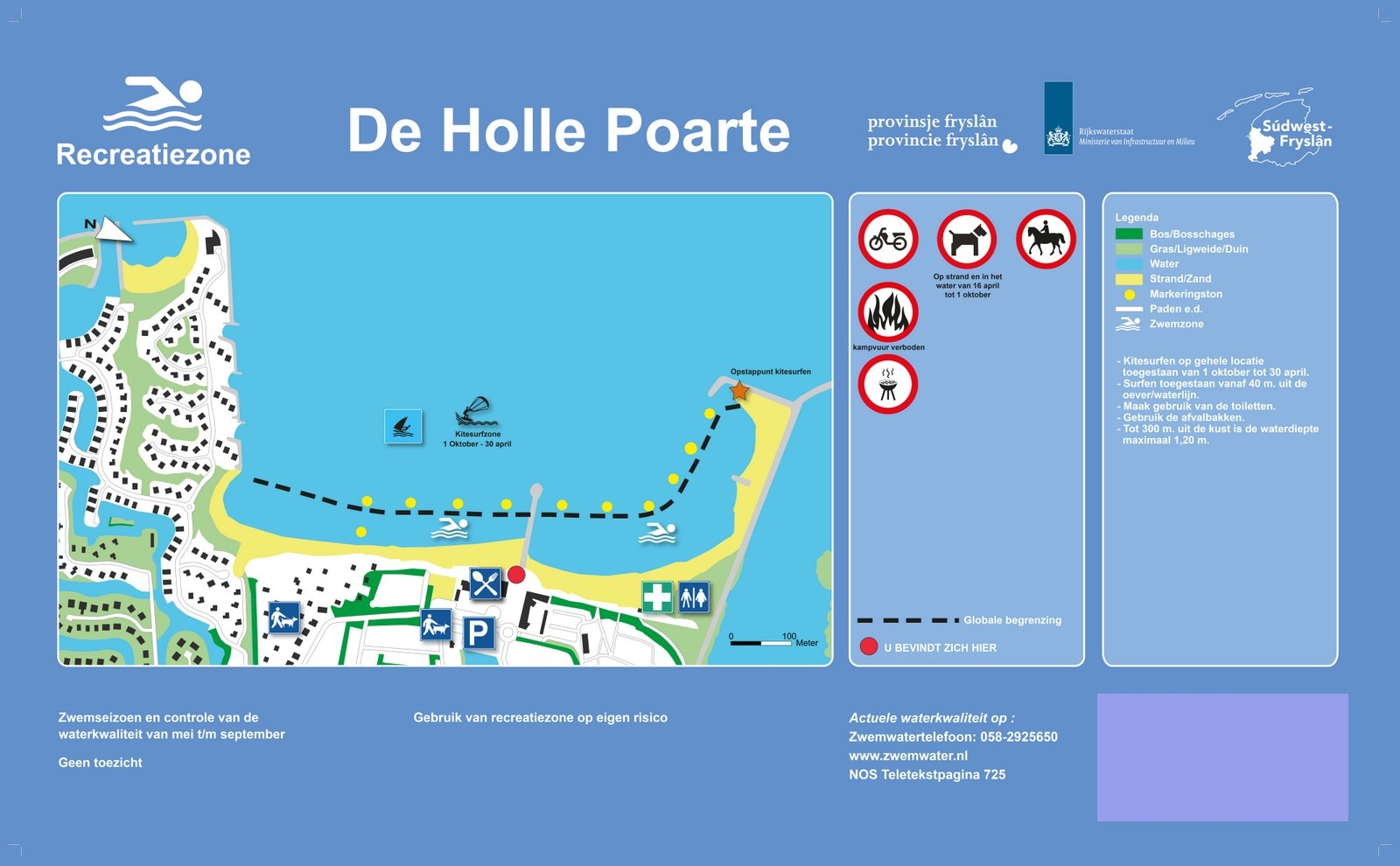 The information board at the swimming location De Holle Poarte