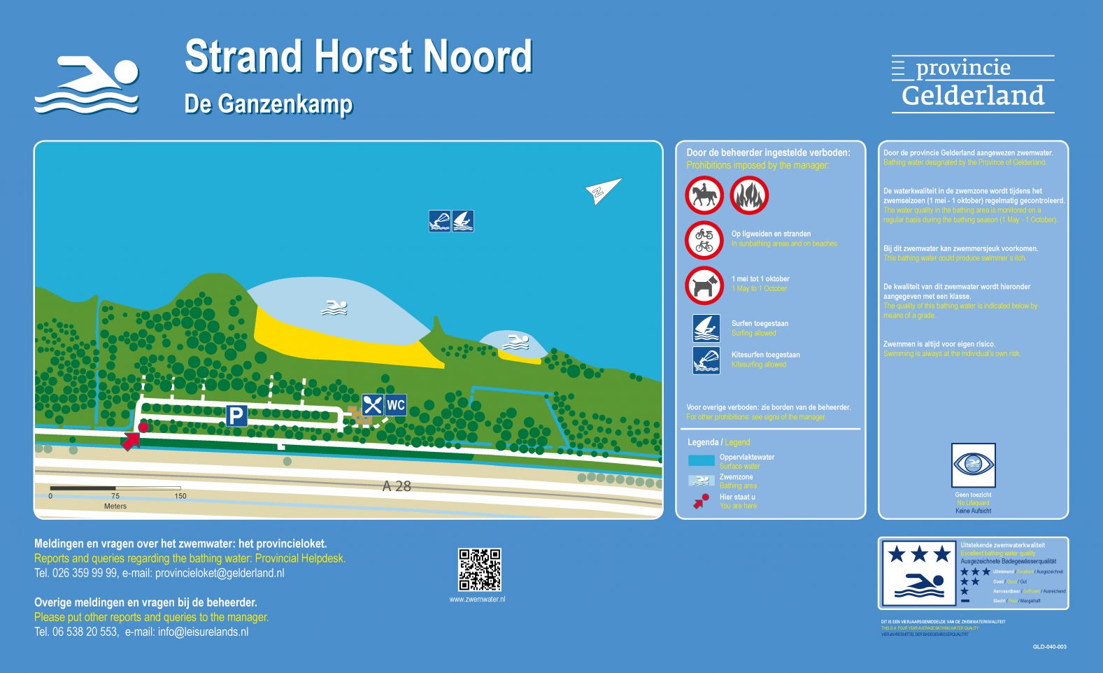 Het informatiebord bij zwemlocatie Strand Horst Ganzenkamp