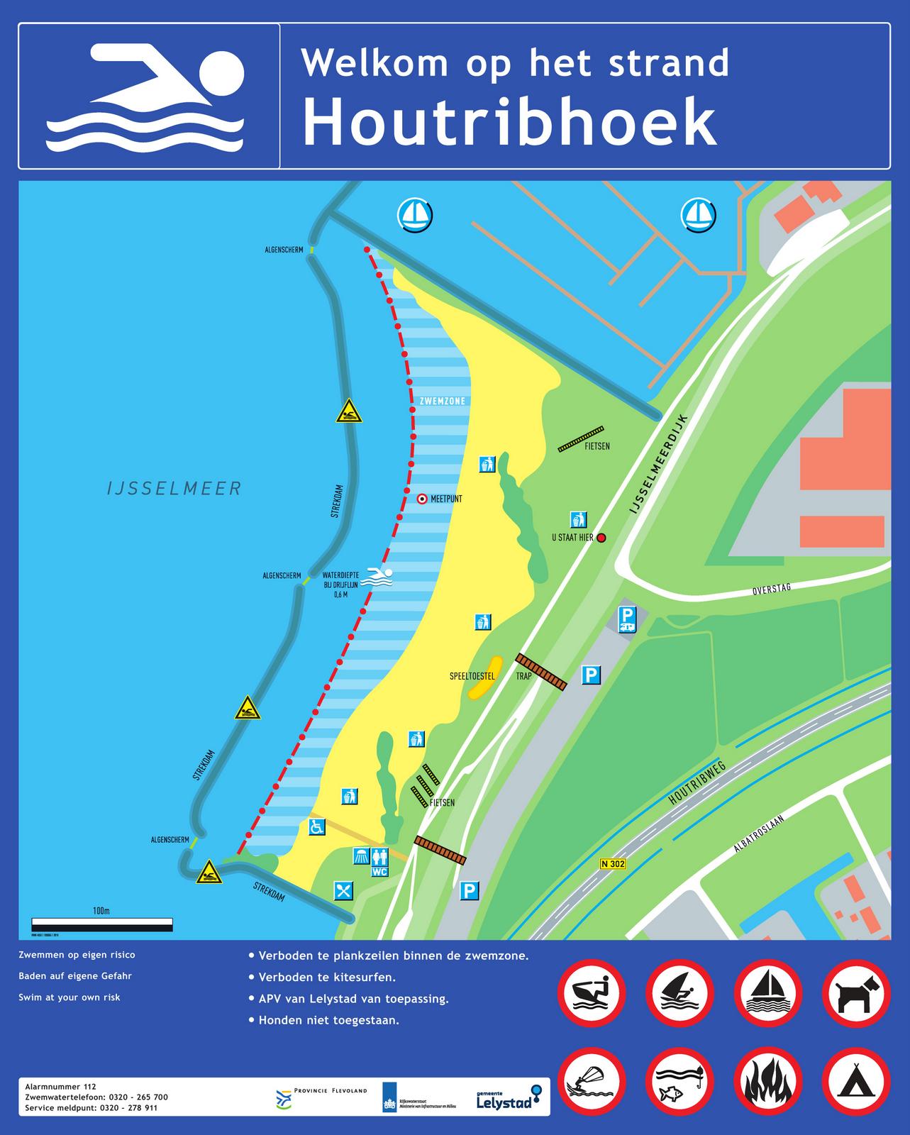 Het informatiebord bij zwemlocatie Houtribhoek