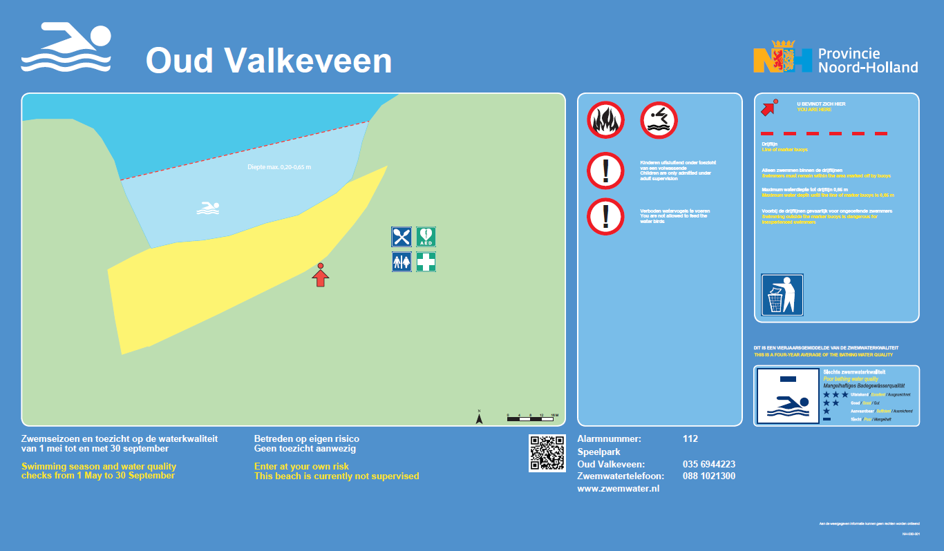 Het informatiebord bij zwemlocatie Oud Valkeveen