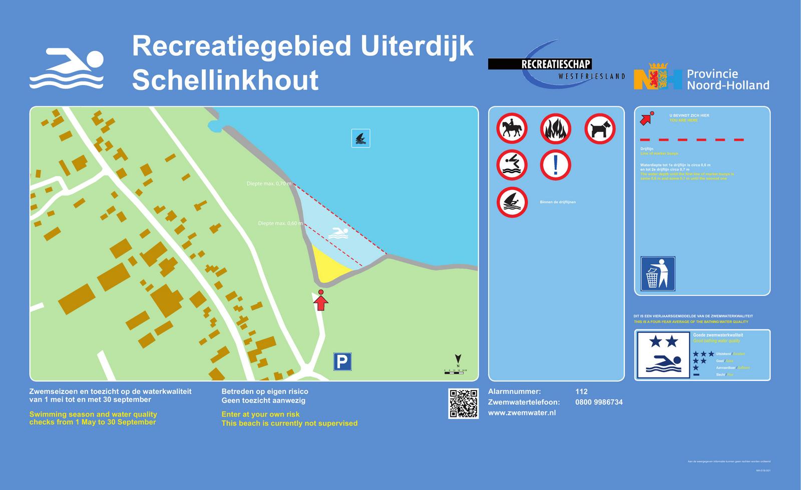 Het informatiebord bij zwemlocatie Schellinkhout