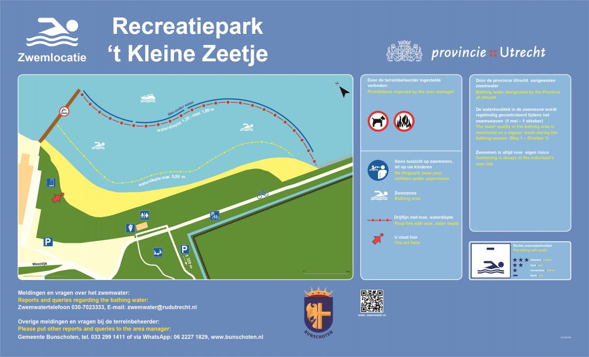 Het informatiebord bij zwemlocatie Recreatiepark 't Kleine Zeetje