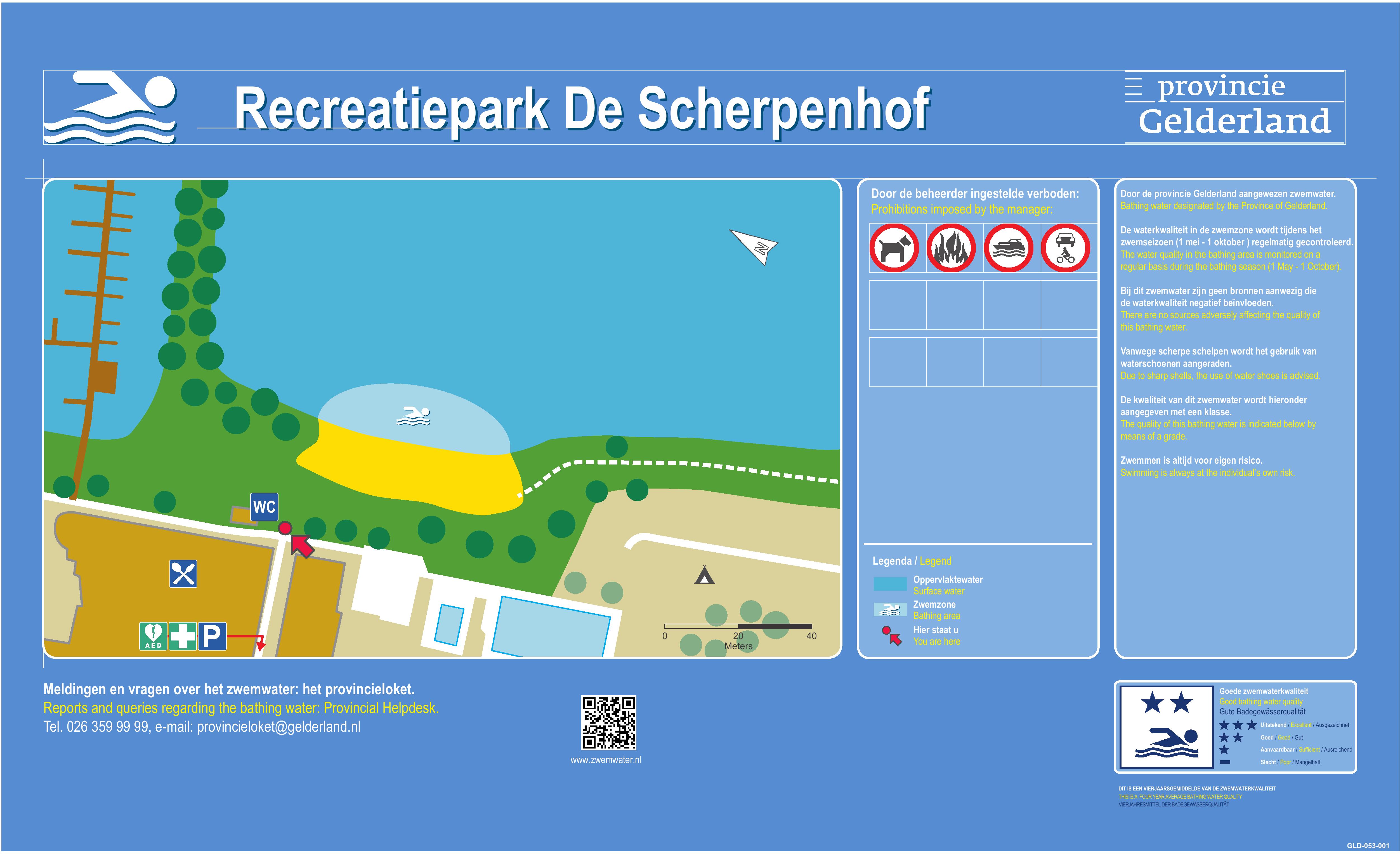 Het informatiebord bij zwemlocatie Recreatiepark De Scherpenhof