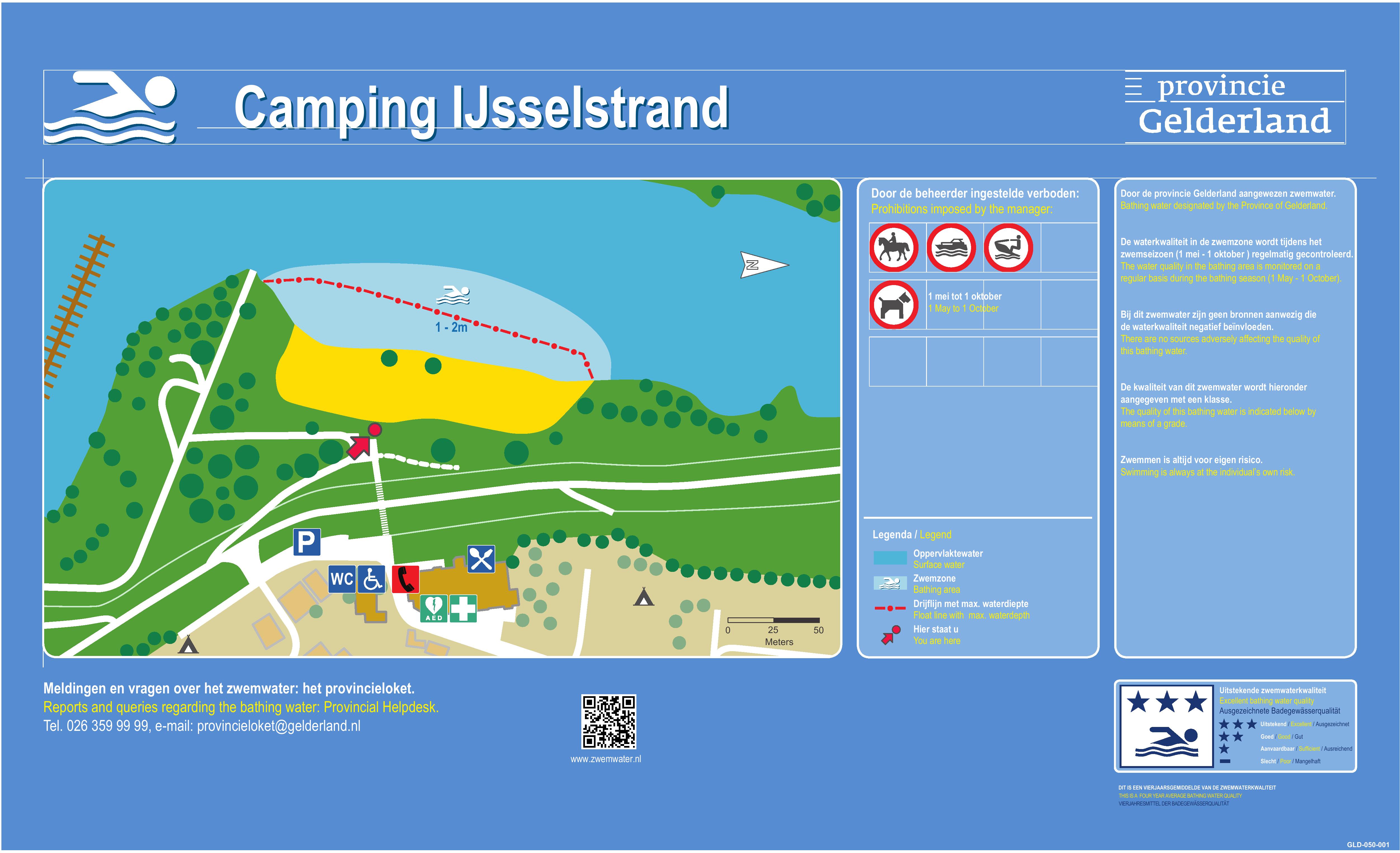 Het informatiebord bij zwemlocatie Camping Ijsselstrand
