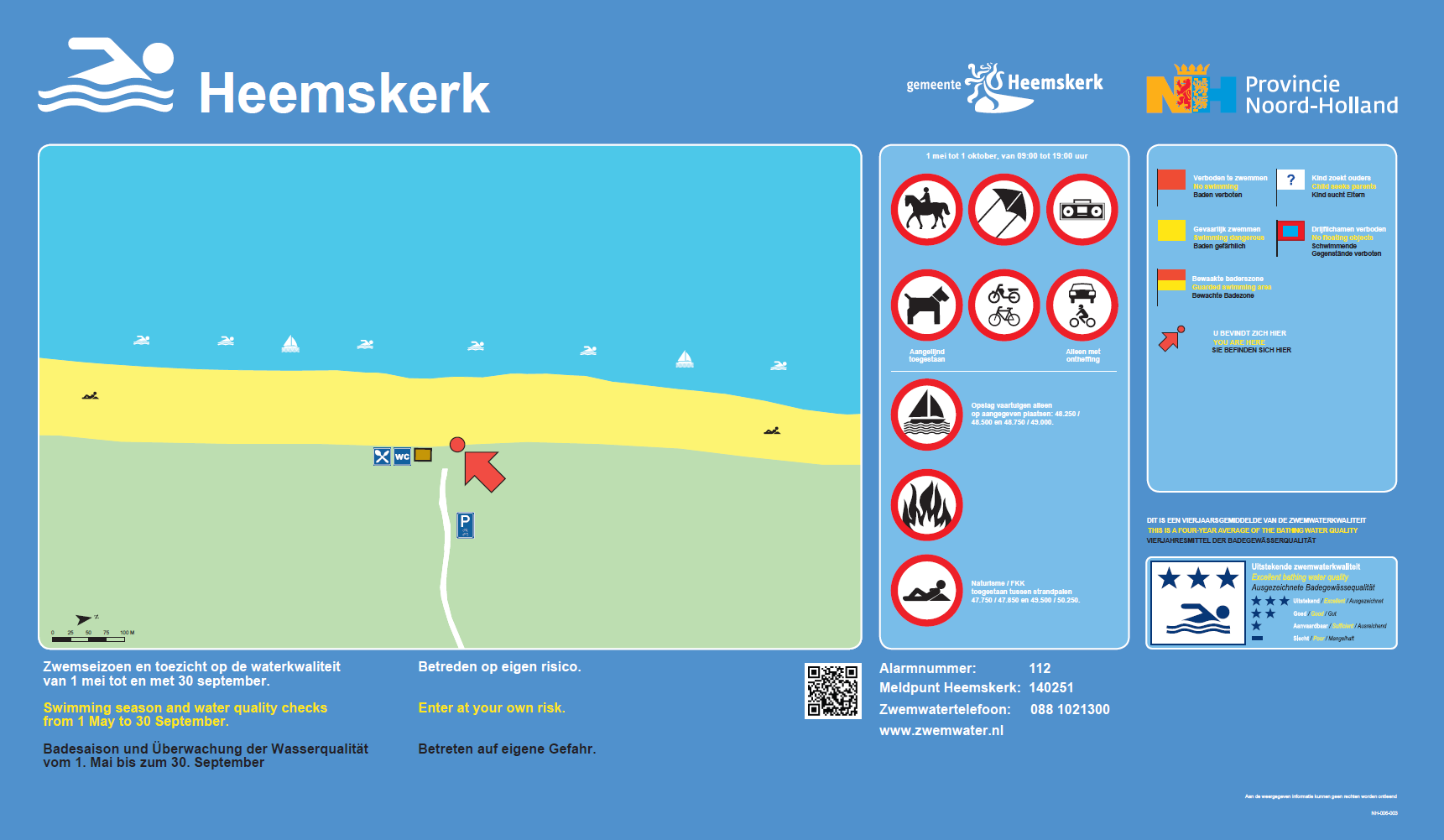 The information board at the swimming location Heemskerk, Zwarte weg