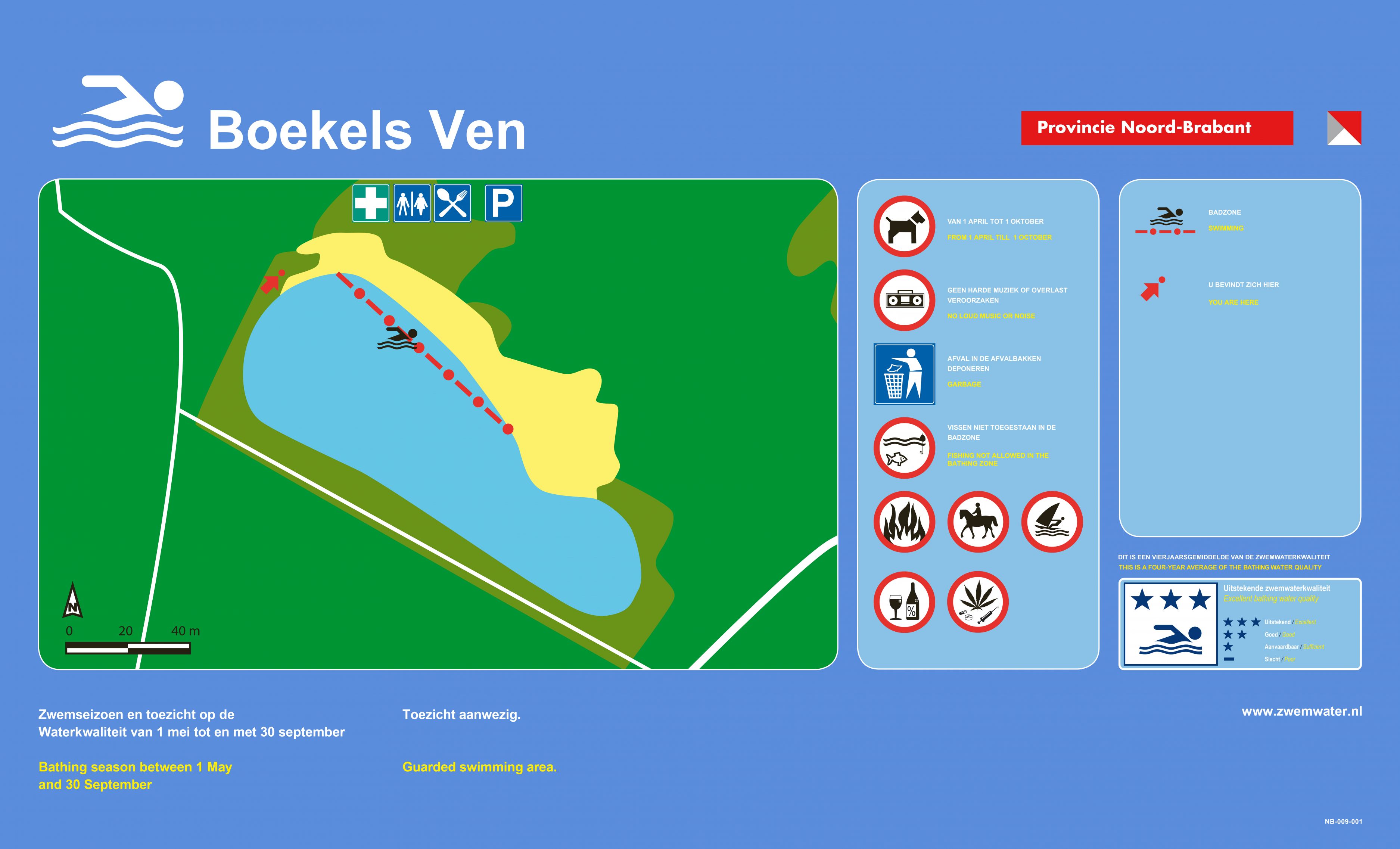 Het informatiebord bij zwemlocatie Boekels Ven